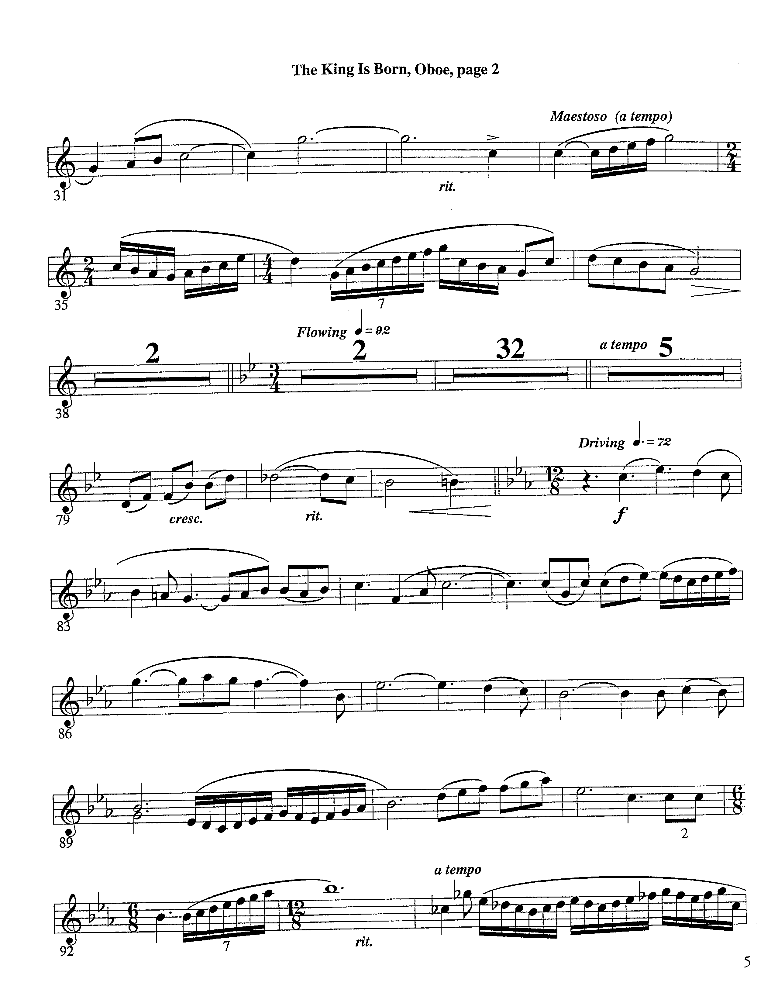 The King Is Born (Instrumental) Oboe (Lifeway Worship / Arr. Jeff Cranfill)