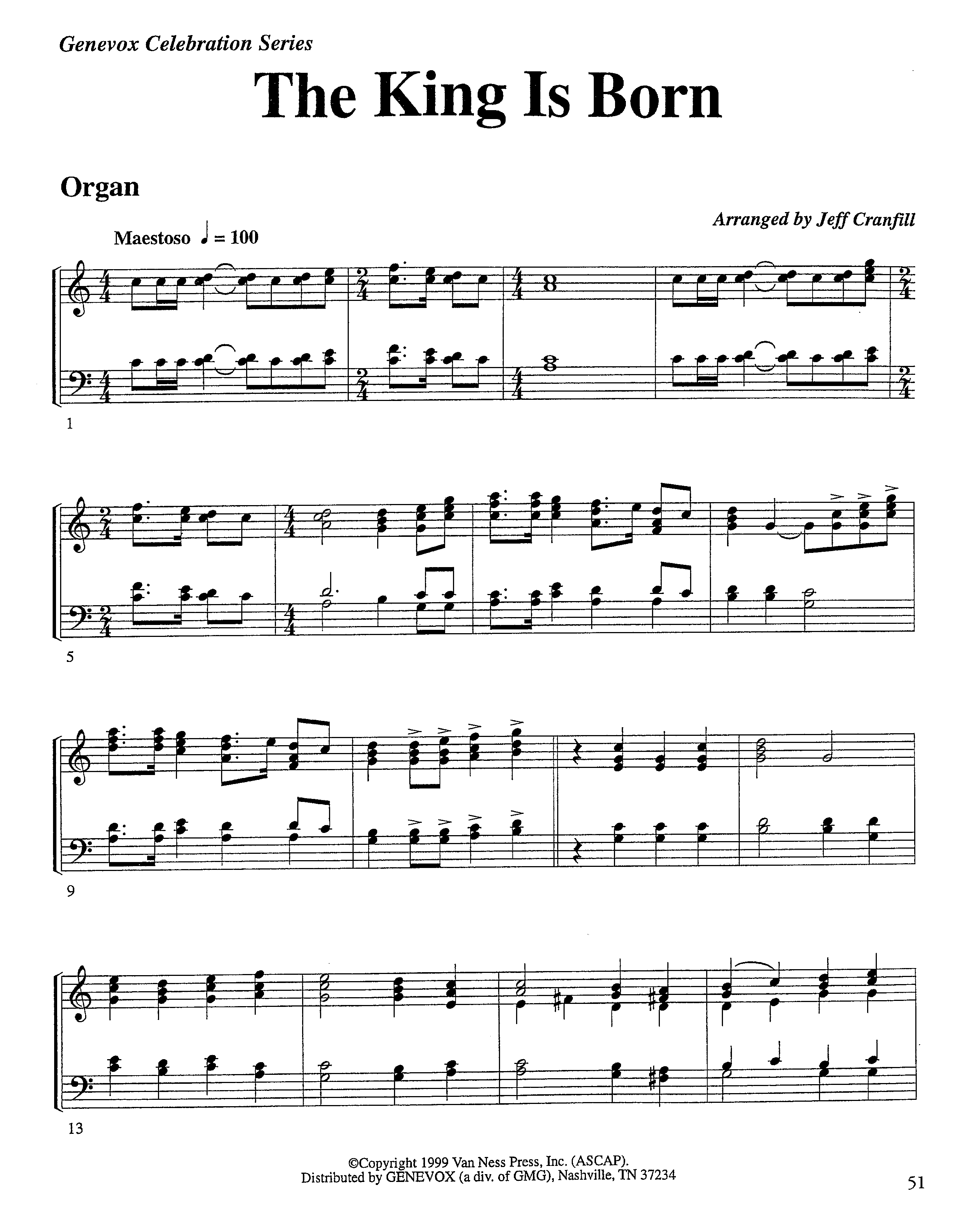 The King Is Born (Instrumental) Organ (Lifeway Worship / Arr. Jeff Cranfill)