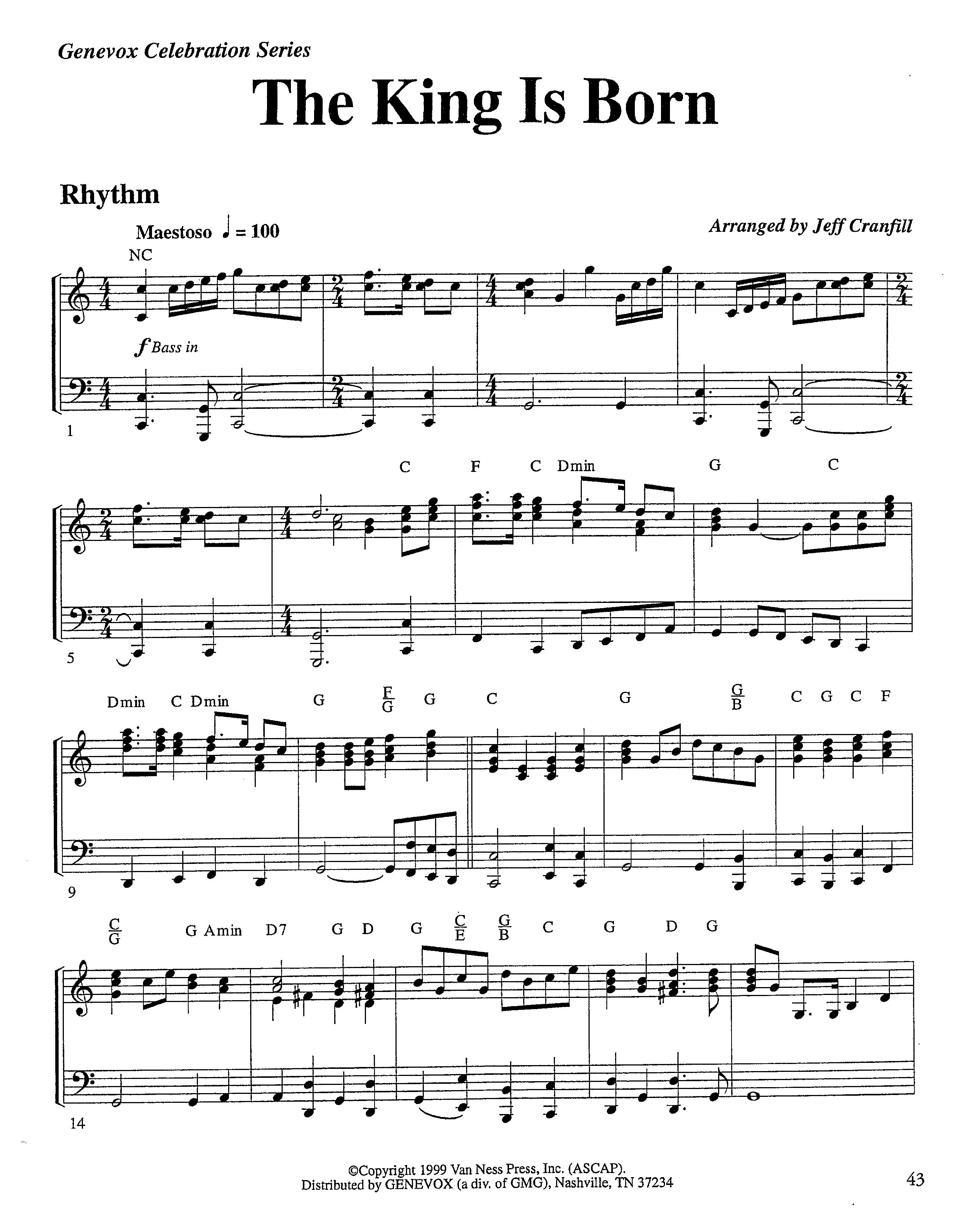 The King Is Born (Instrumental) Rhythm Chart (Lifeway Worship / Arr. Jeff Cranfill)