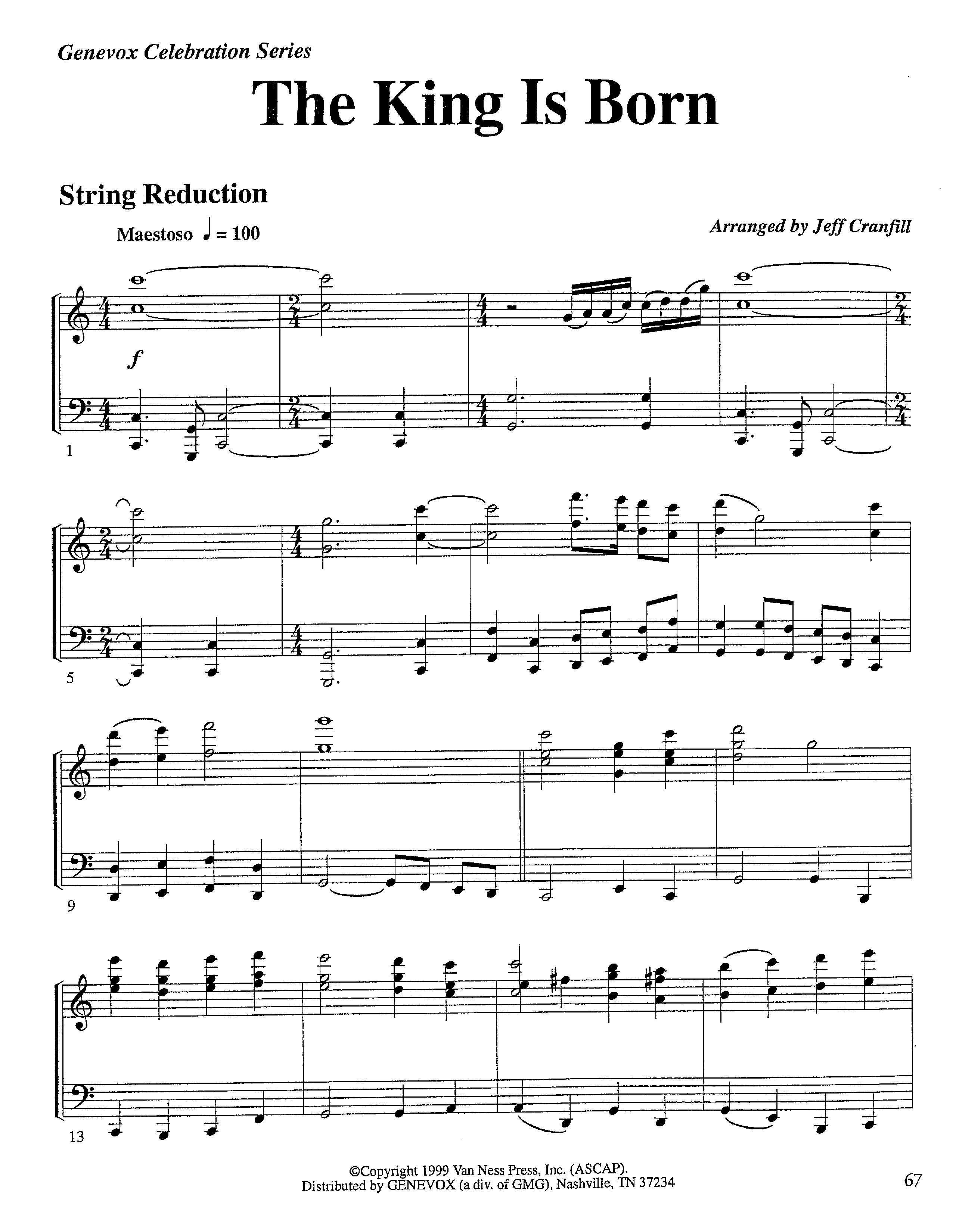 The King Is Born (Instrumental) String Reduction (Lifeway Worship / Arr. Jeff Cranfill)