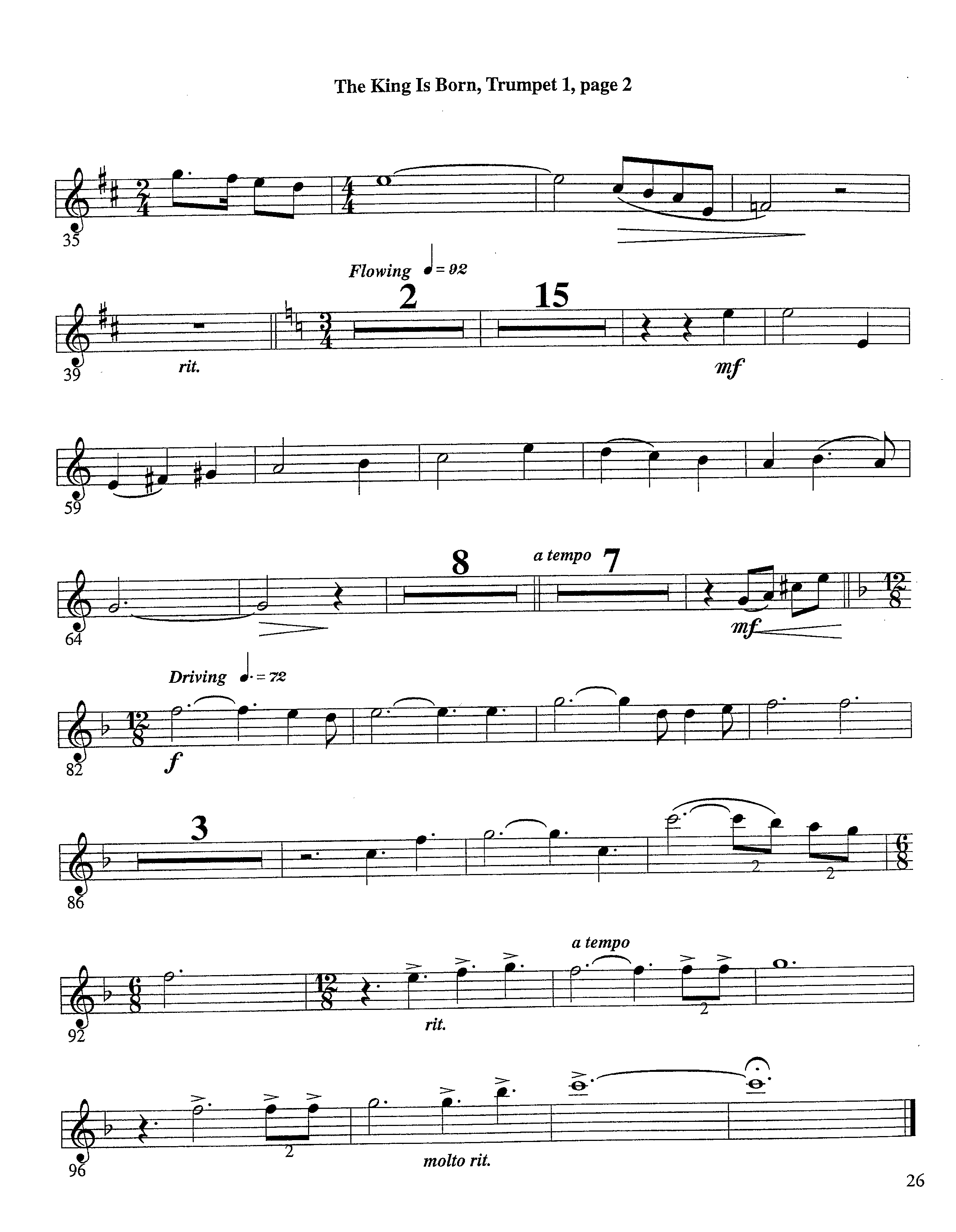 The King Is Born (Instrumental) Trumpet 1 (Lifeway Worship / Arr. Jeff Cranfill)