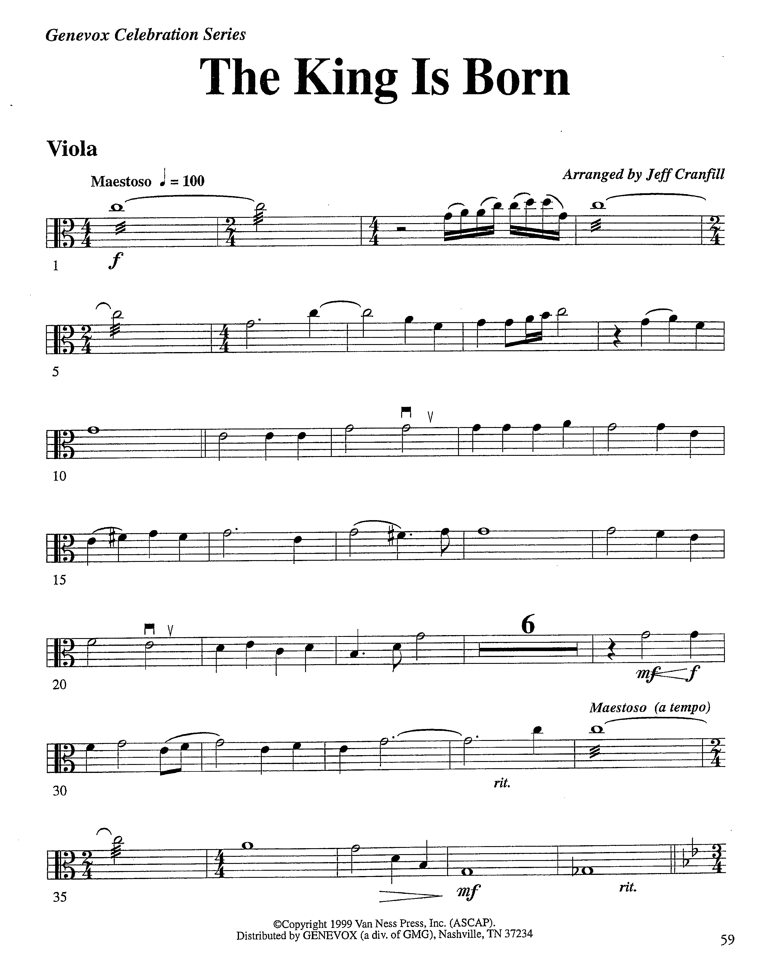 The King Is Born (Instrumental) Viola (Lifeway Worship / Arr. Jeff Cranfill)