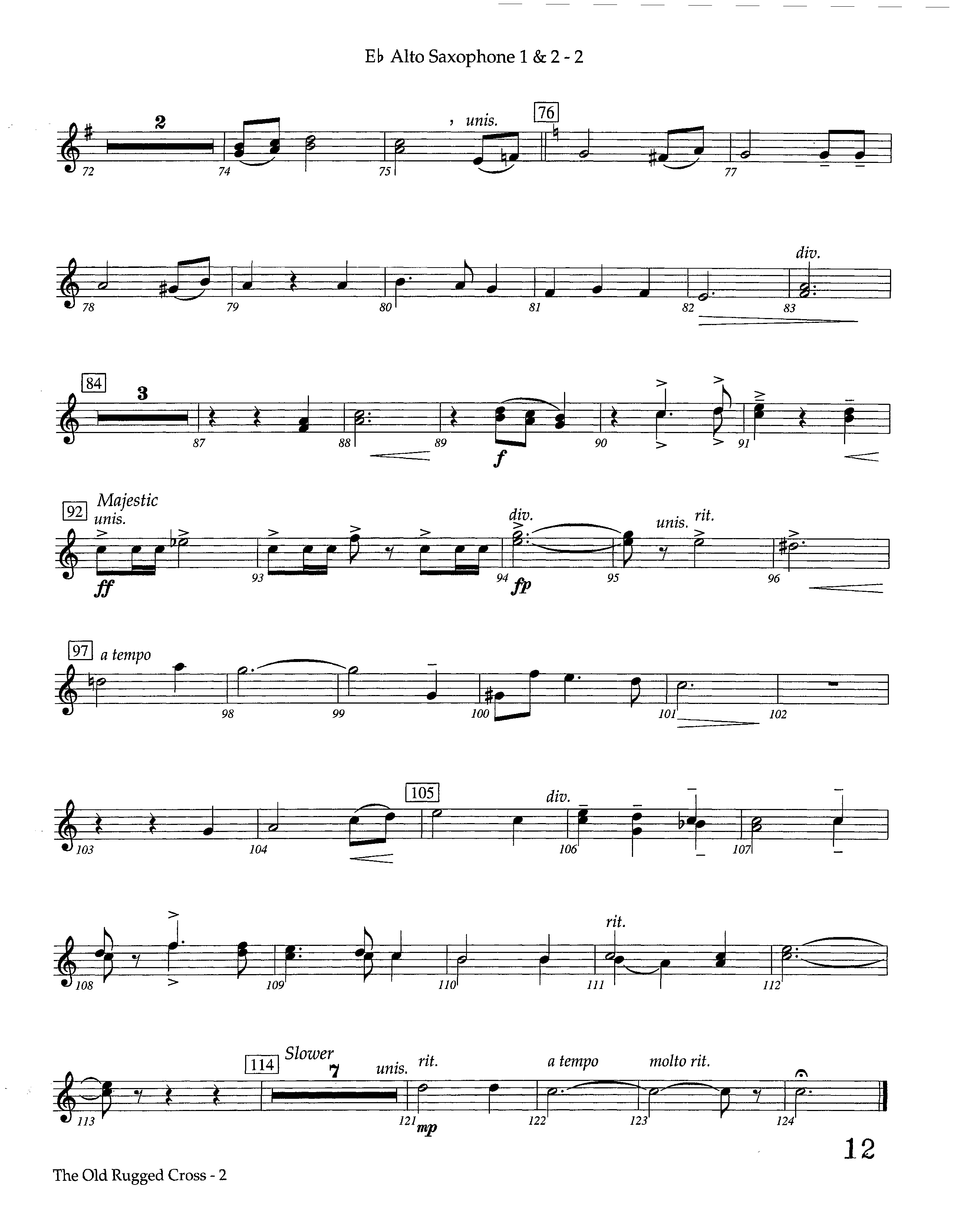 The Old Rugged Cross (Instrumental) Alto Sax 1/2 (Lifeway Worship / Arr. Marty Hamby)