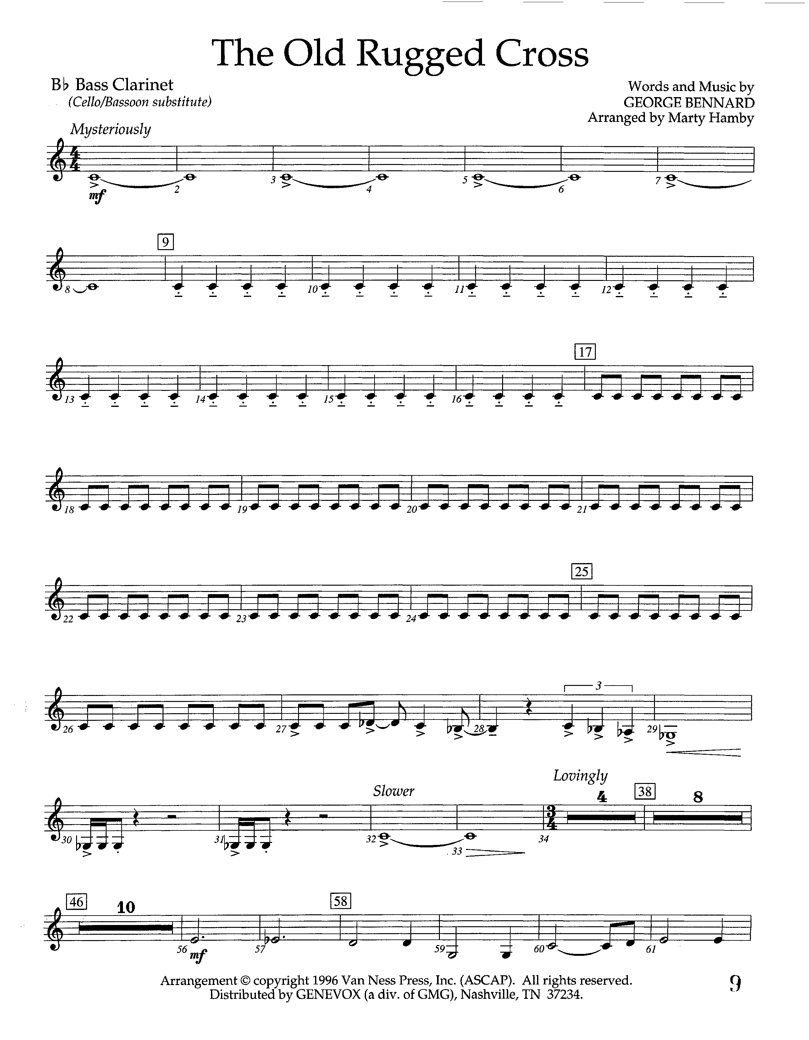 The Old Rugged Cross (Instrumental) Bass Clarinet (Lifeway Worship / Arr. Marty Hamby)