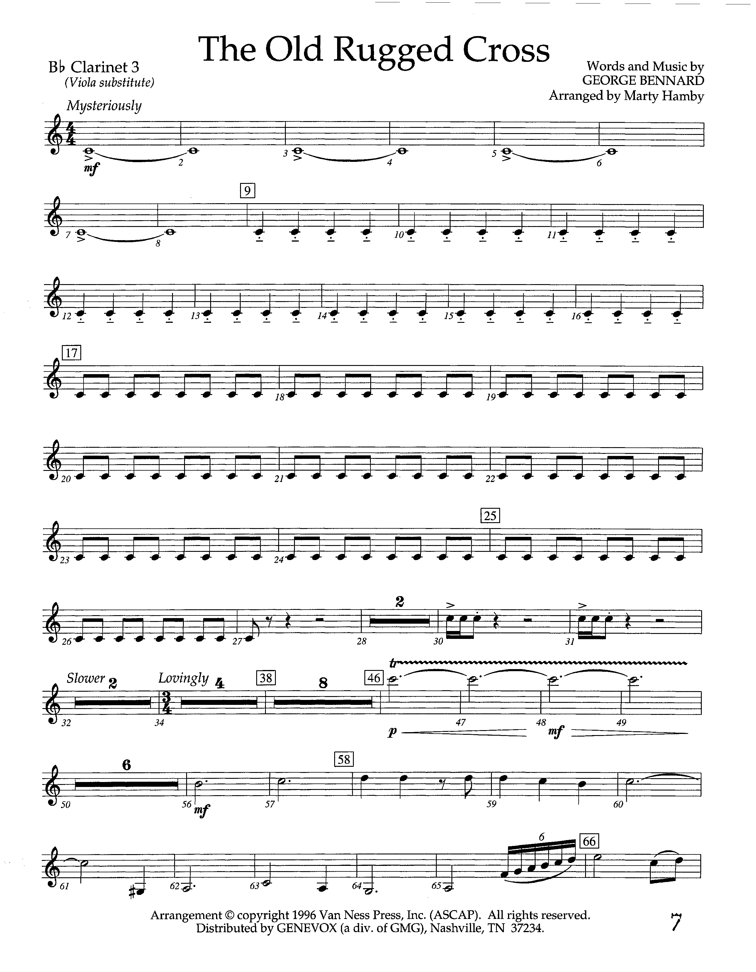 The Old Rugged Cross (Instrumental) Clarinet 3 (Lifeway Worship / Arr. Marty Hamby)