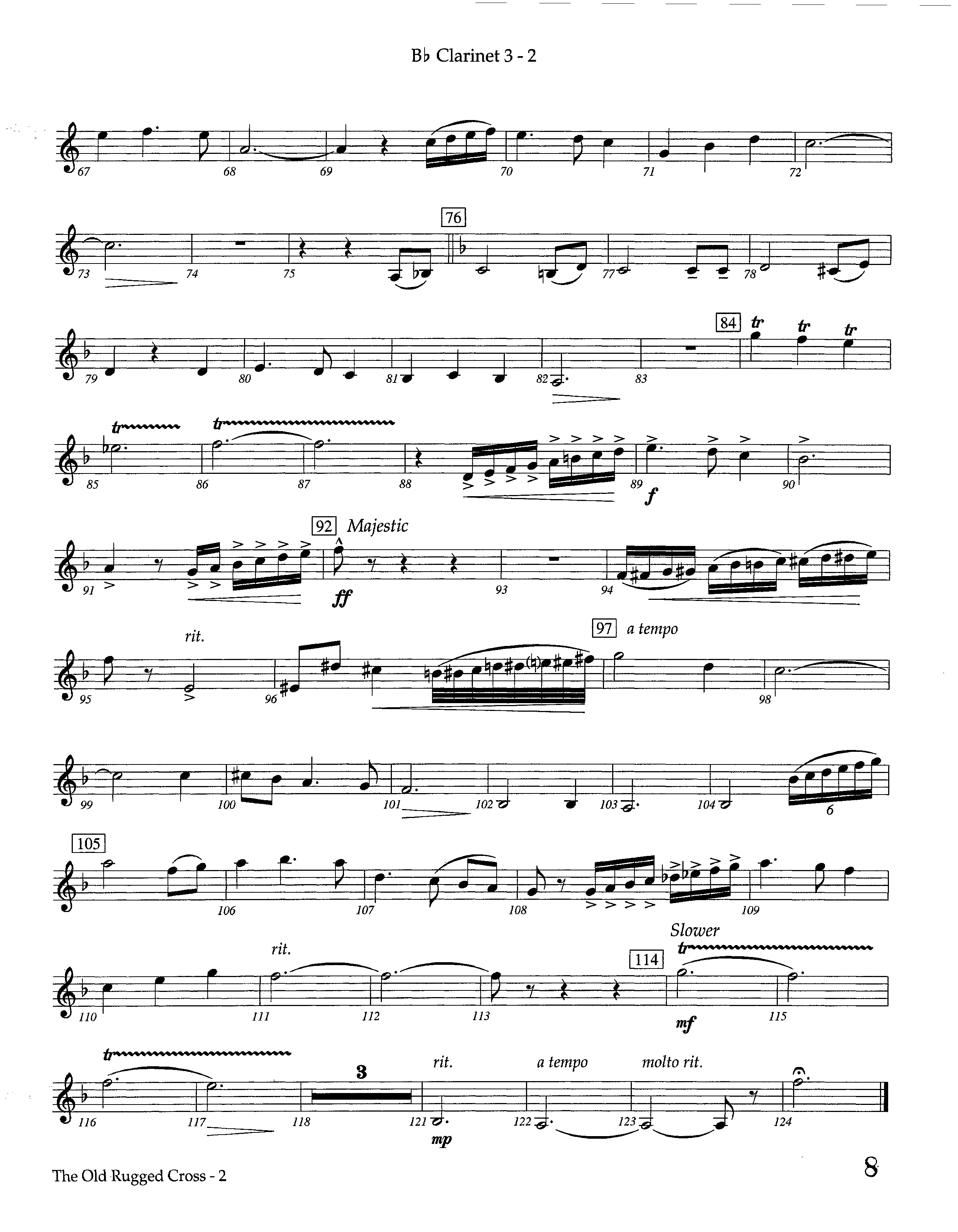 The Old Rugged Cross (Instrumental) Clarinet 3 (Lifeway Worship / Arr. Marty Hamby)