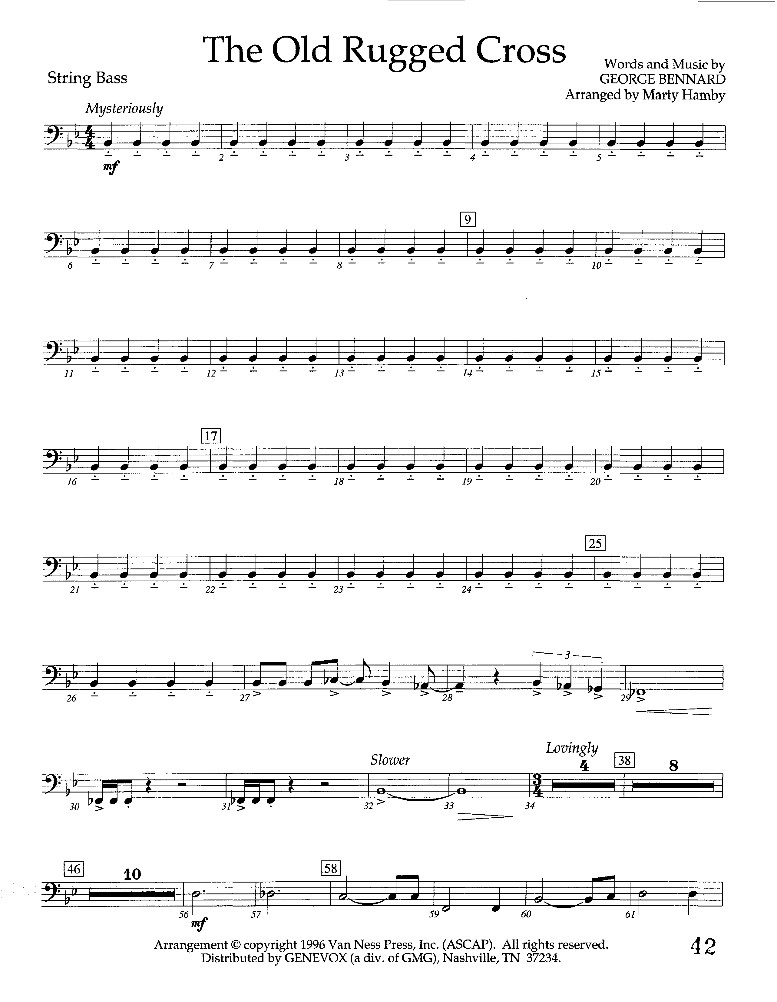 The Old Rugged Cross (Instrumental) Double Bass (Lifeway Worship / Arr. Marty Hamby)
