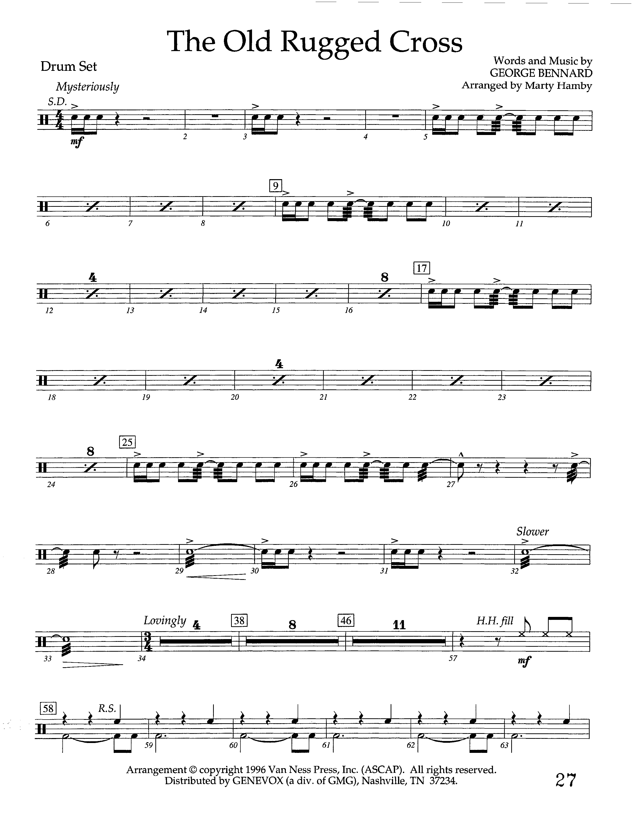 The Old Rugged Cross (Instrumental) Drum Set (Lifeway Worship / Arr. Marty Hamby)