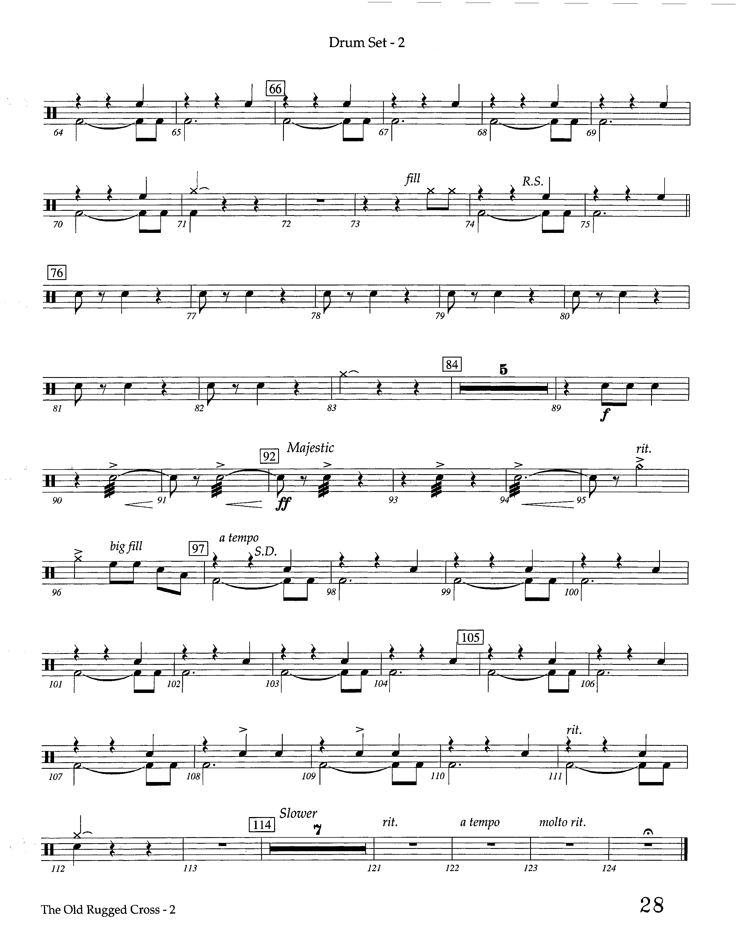 The Old Rugged Cross (Instrumental) Drum Set (Lifeway Worship / Arr. Marty Hamby)