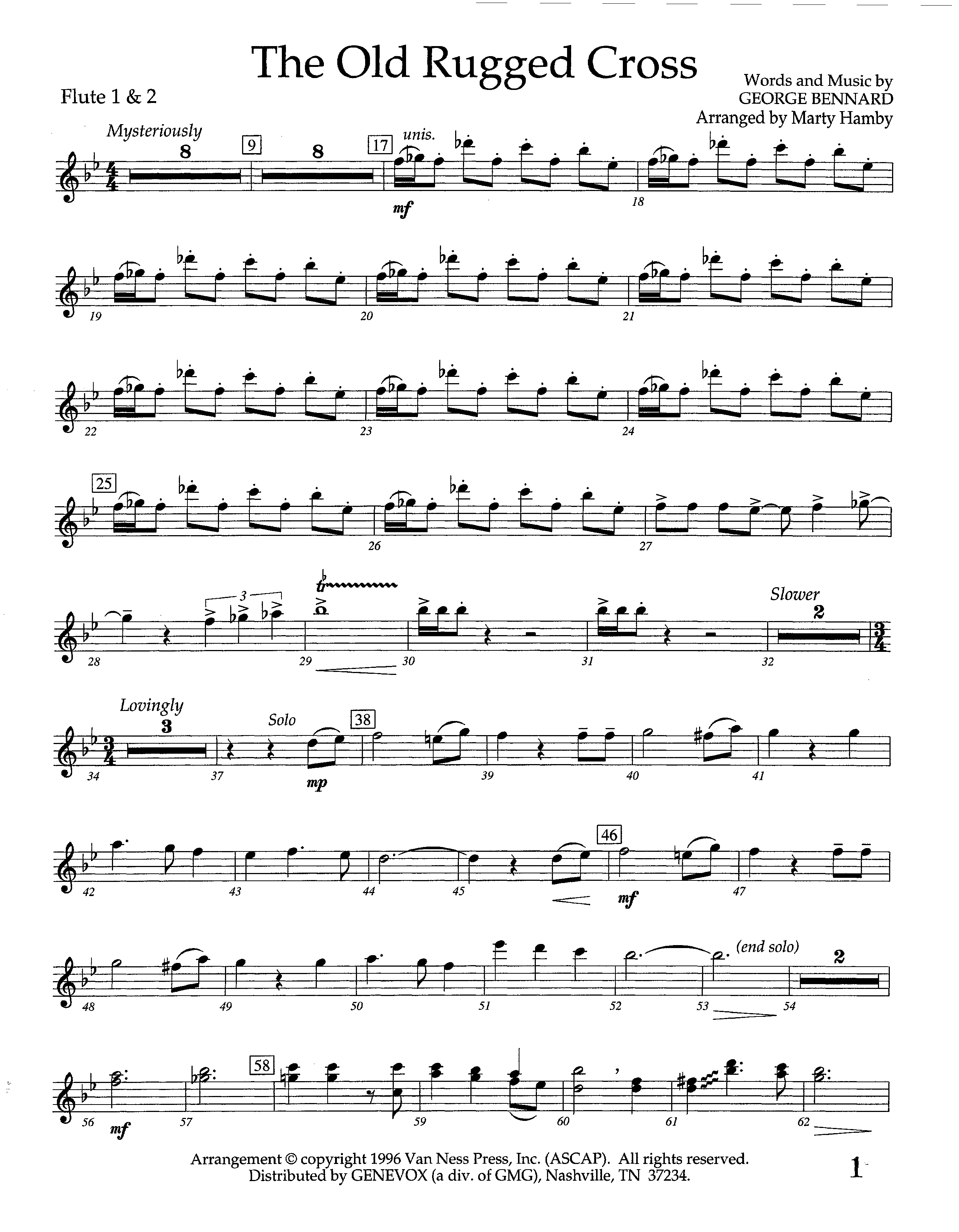 The Old Rugged Cross (Instrumental) Flute 1/2 (Lifeway Worship / Arr. Marty Hamby)