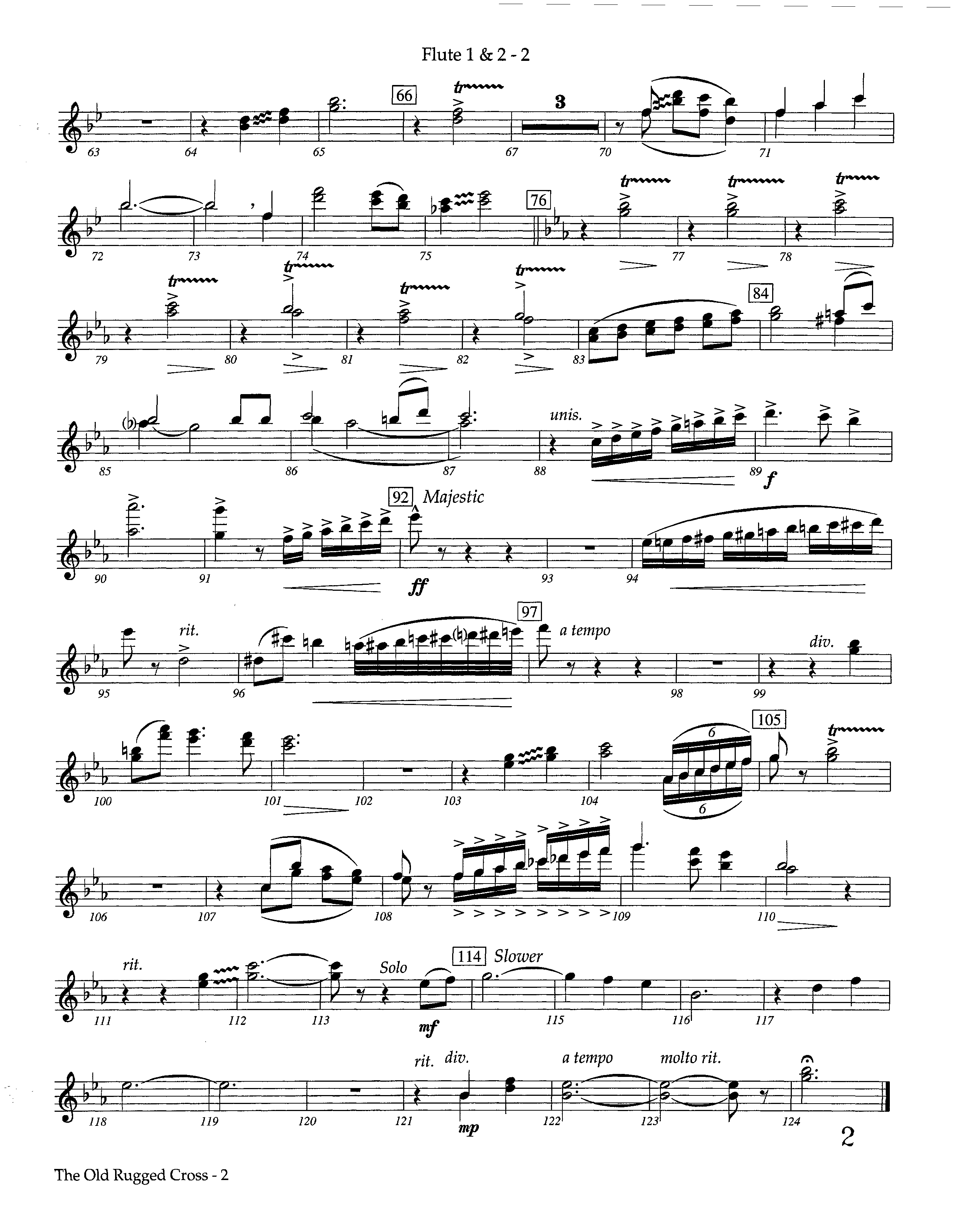 The Old Rugged Cross (Instrumental) Flute 1/2 (Lifeway Worship / Arr. Marty Hamby)