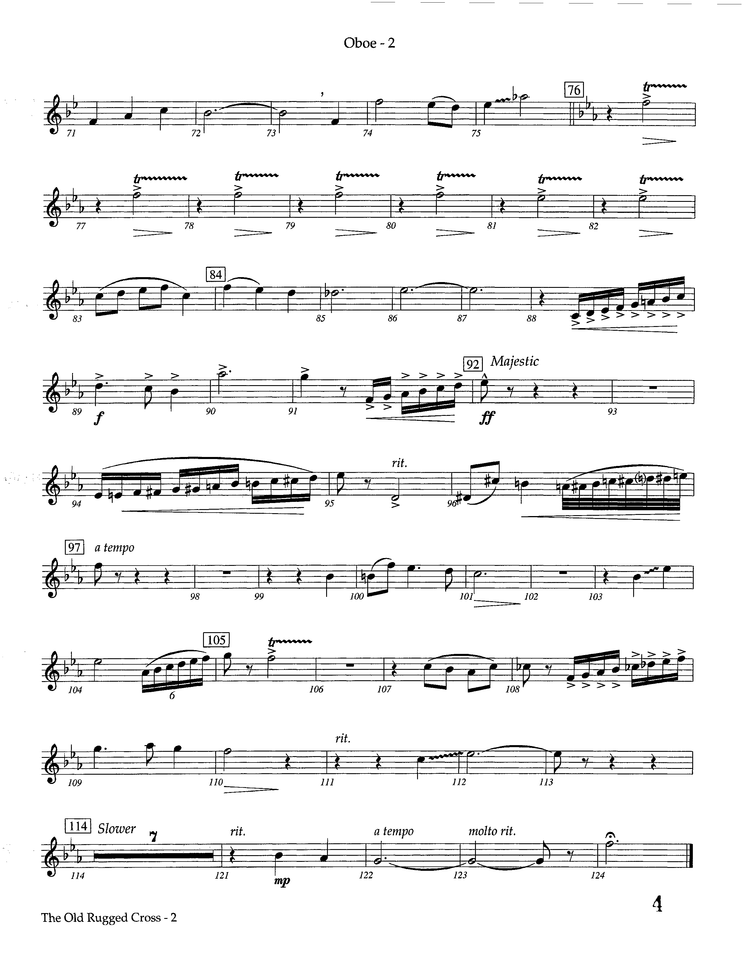 The Old Rugged Cross (Instrumental) Oboe (Lifeway Worship / Arr. Marty Hamby)