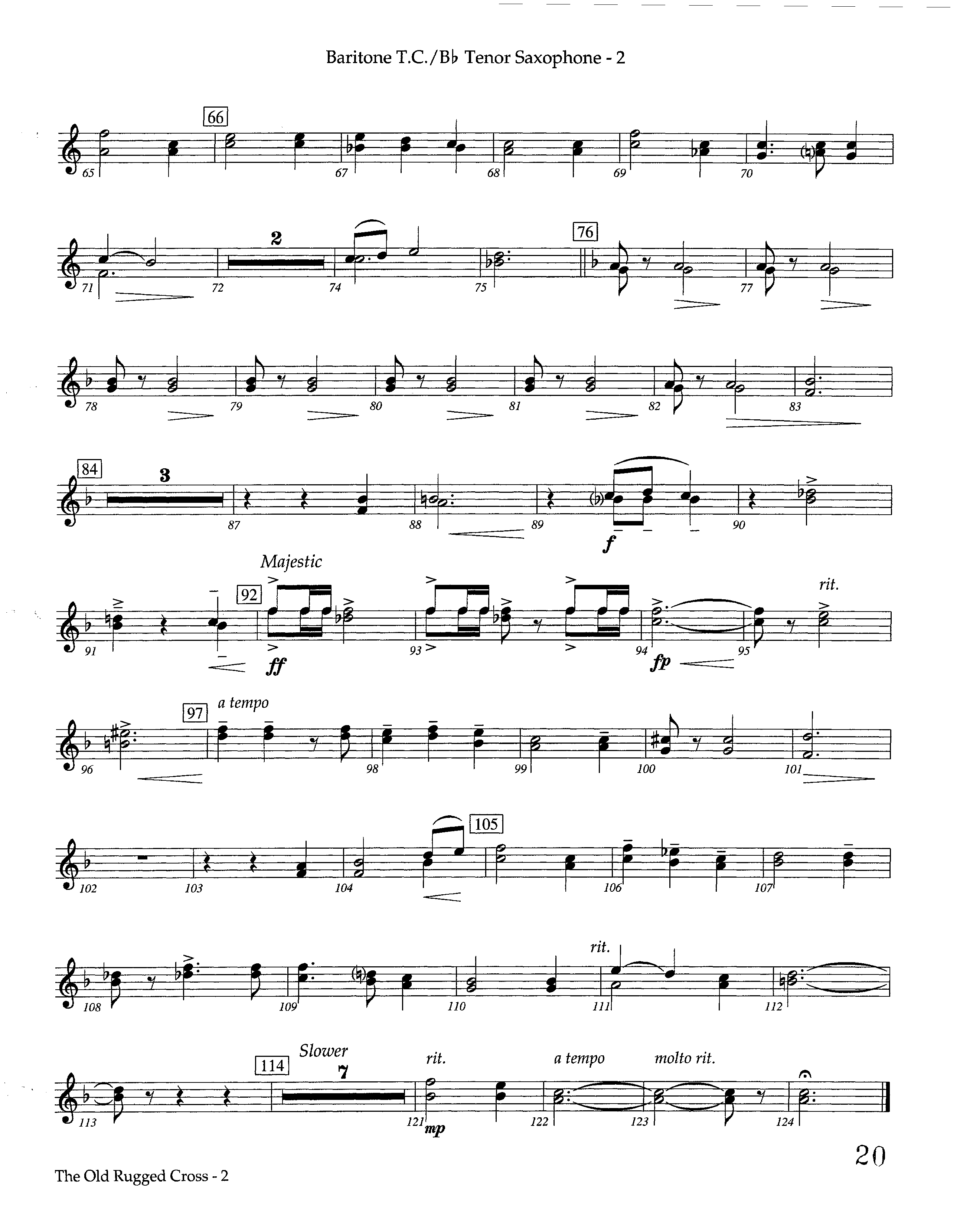 The Old Rugged Cross (Instrumental) Tenor Sax/Baritone T.C. (Lifeway Worship / Arr. Marty Hamby)