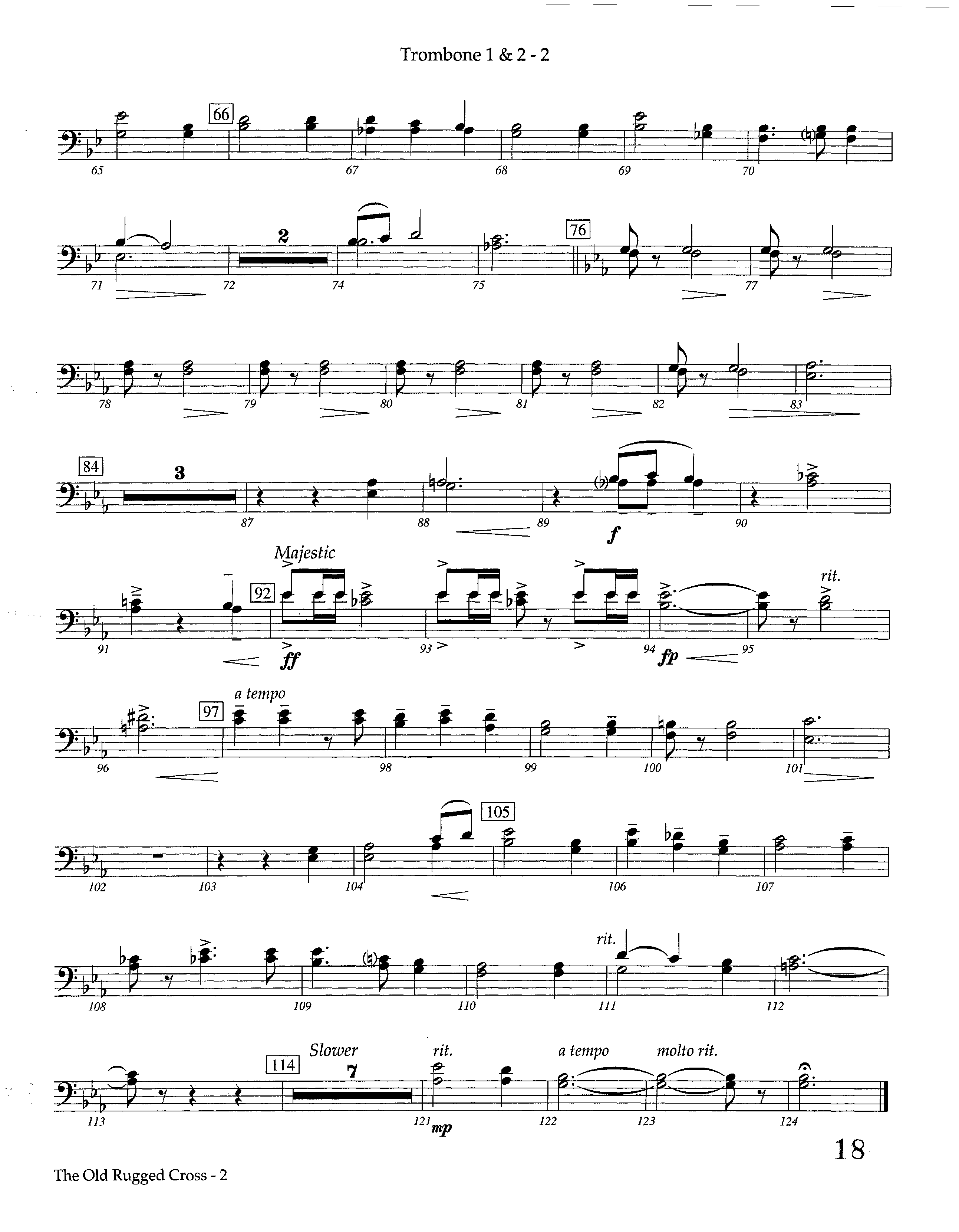 The Old Rugged Cross (Instrumental) Trombone 1/2 (Lifeway Worship / Arr. Marty Hamby)