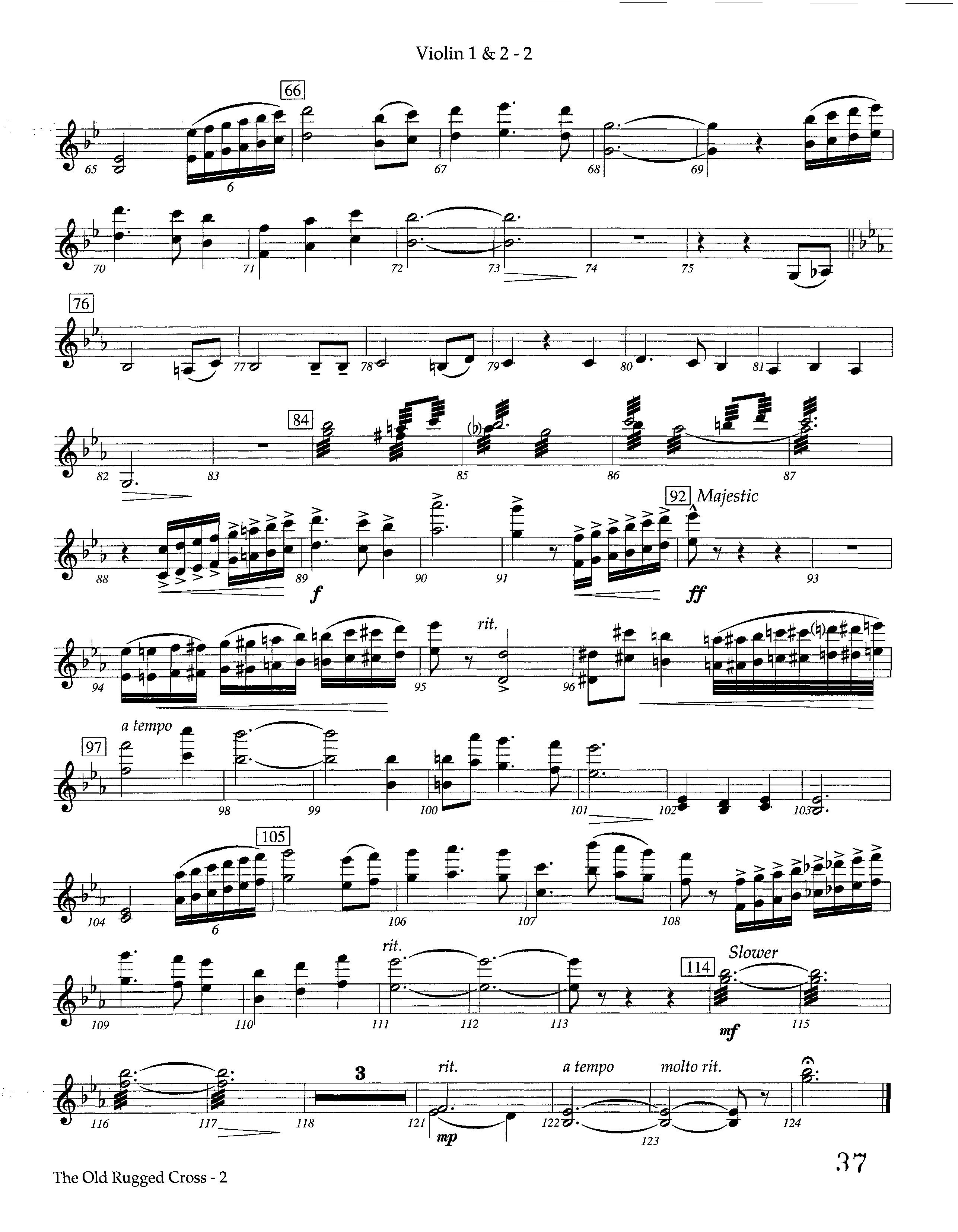 The Old Rugged Cross (Instrumental) Violin 1/2 (Lifeway Worship / Arr. Marty Hamby)