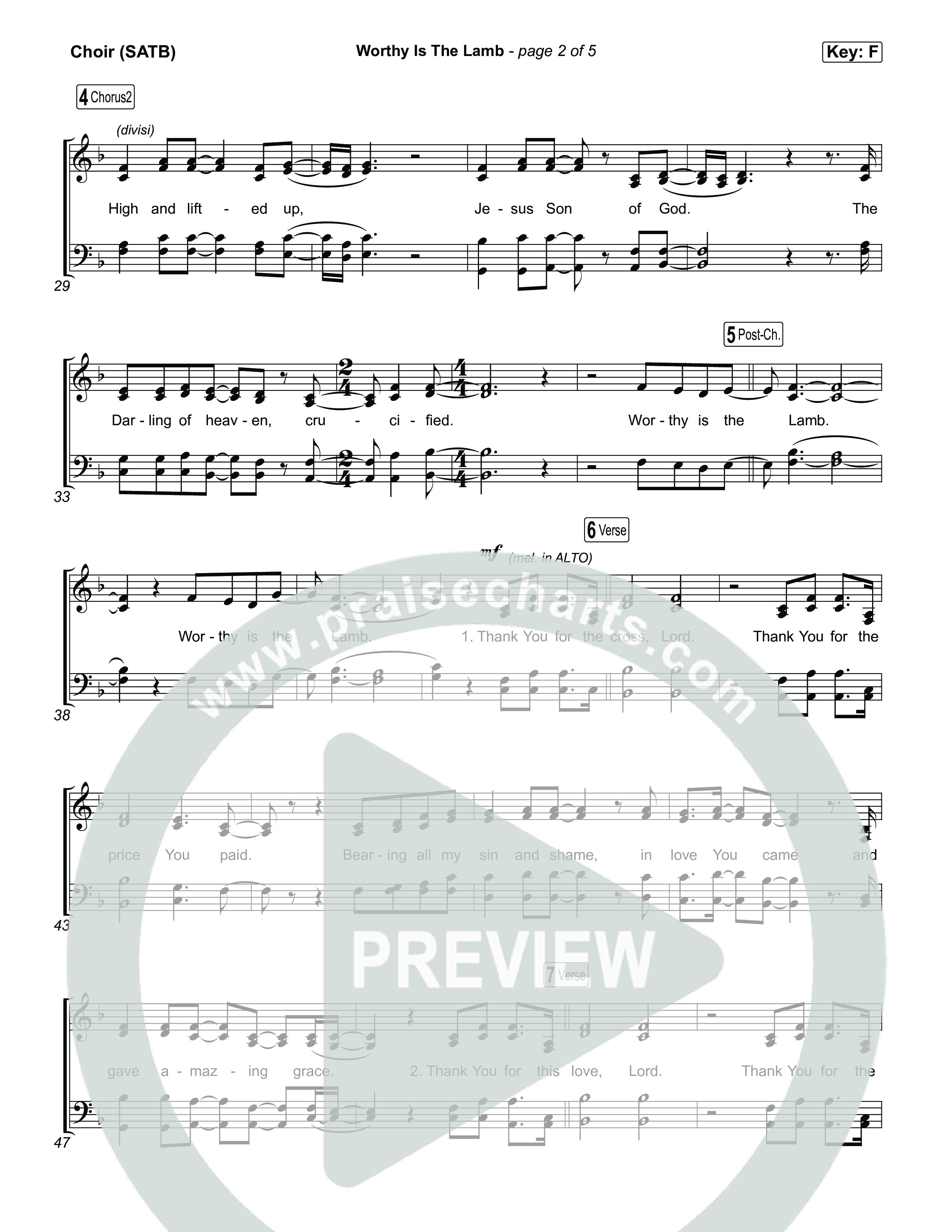 Worthy Is The Lamb Choir Sheet (SATB) (Hillsong Chapel)