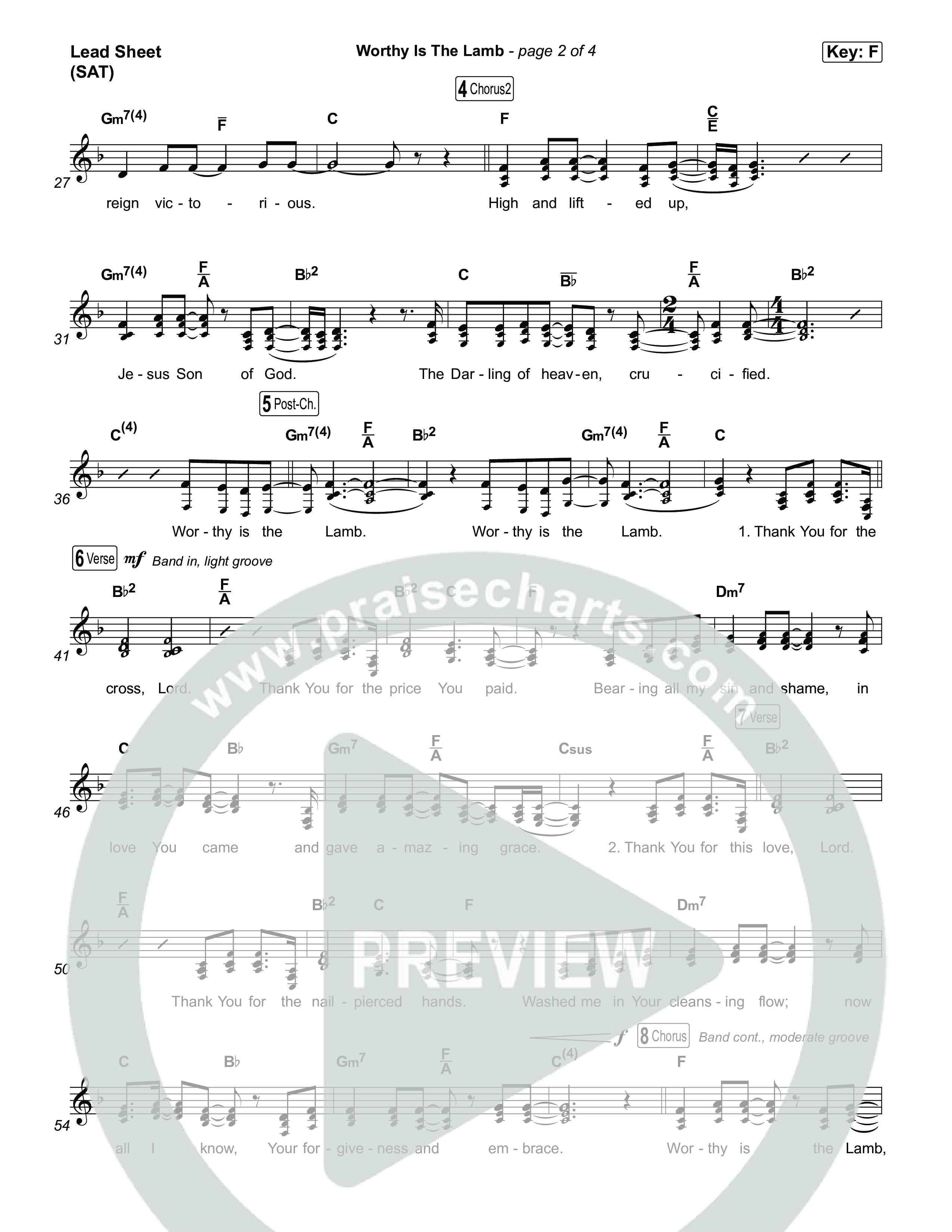 Worthy Is The Lamb Lead Sheet (SAT) (Hillsong Chapel)