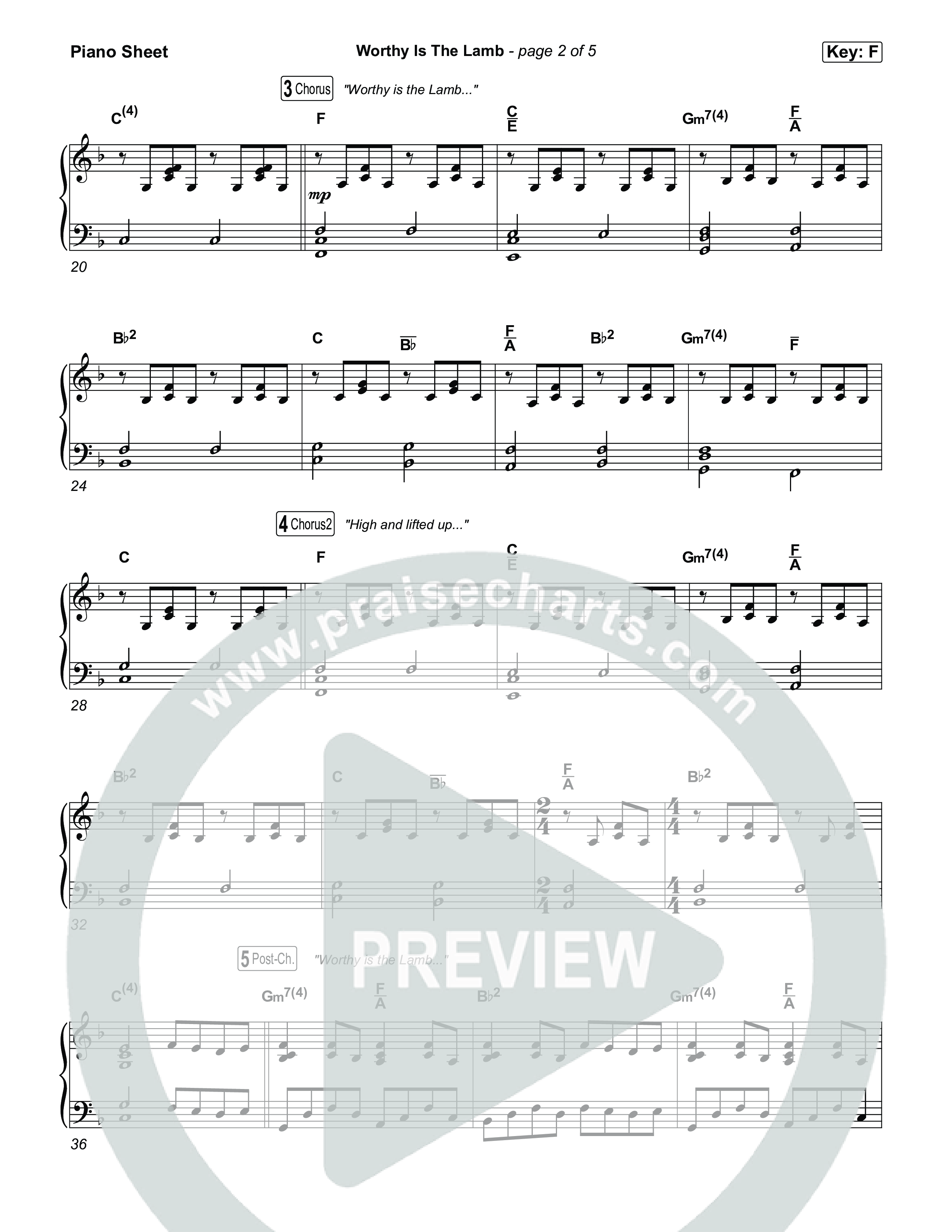 Worthy Is The Lamb Piano Sheet (Hillsong Chapel)