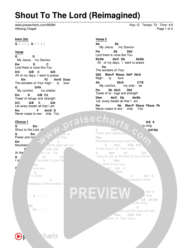 Shout To The Lord (Reimagined) Chords & Lyrics (Hillsong Chapel)