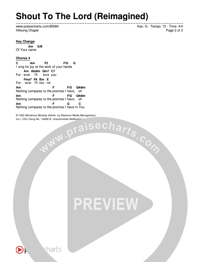 Shout To The Lord (Reimagined) Chords & Lyrics (Hillsong Chapel)