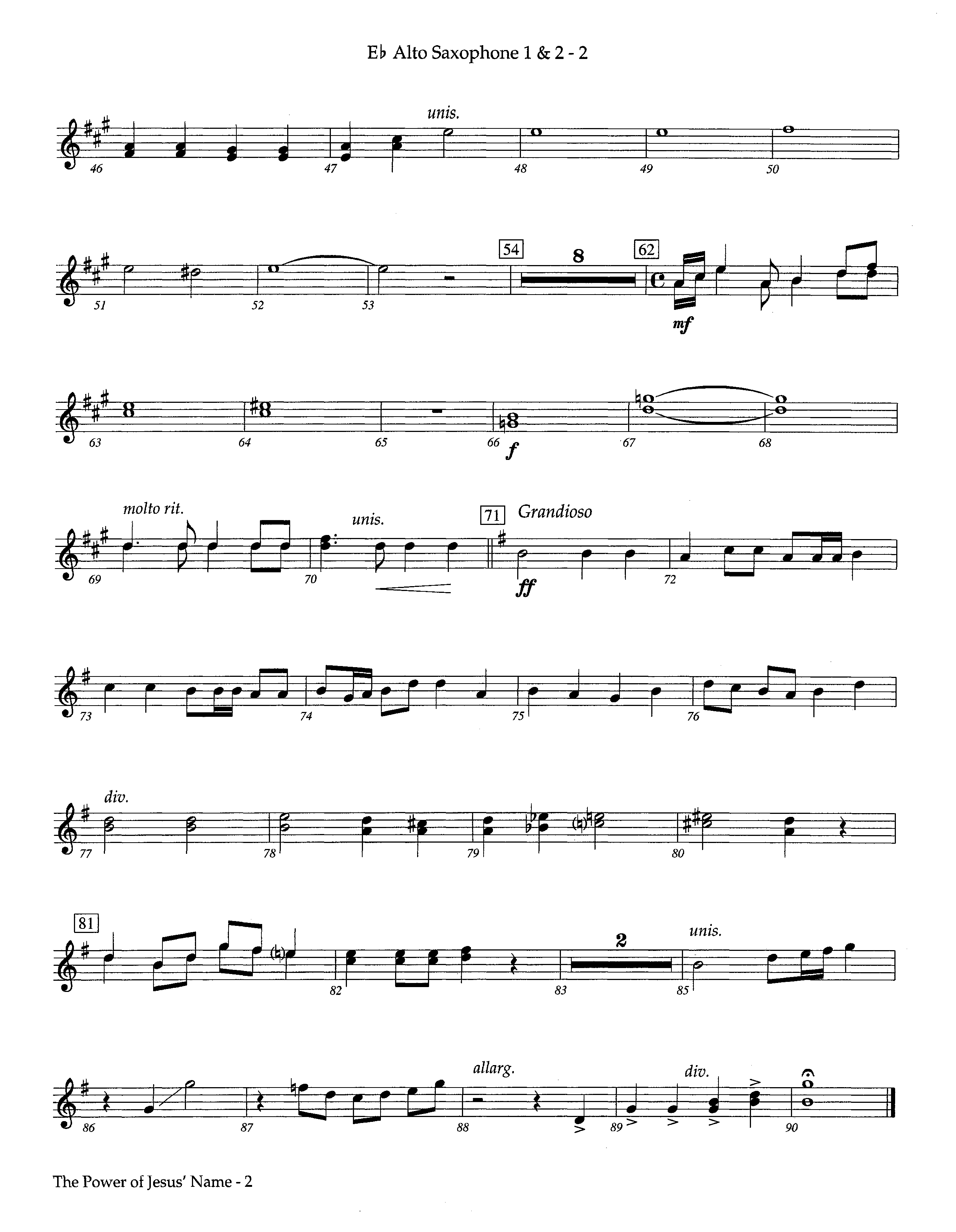 The Power Of Jesus' Name (Instrumental) Alto Sax 1/2 (Lifeway Worship / Arr. Jeff Cranfill)