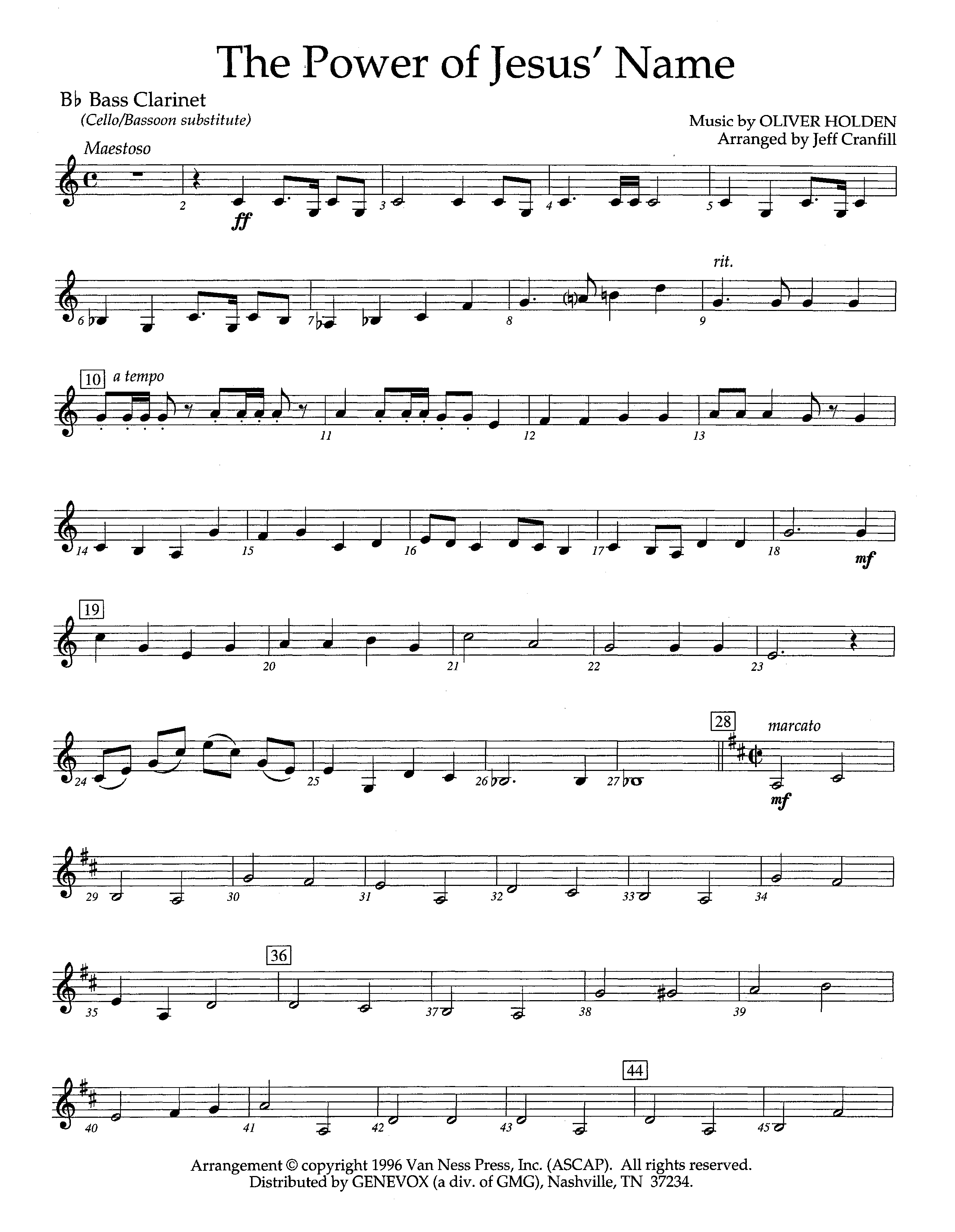 The Power Of Jesus' Name (Instrumental) Bass Clarinet (Lifeway Worship / Arr. Jeff Cranfill)