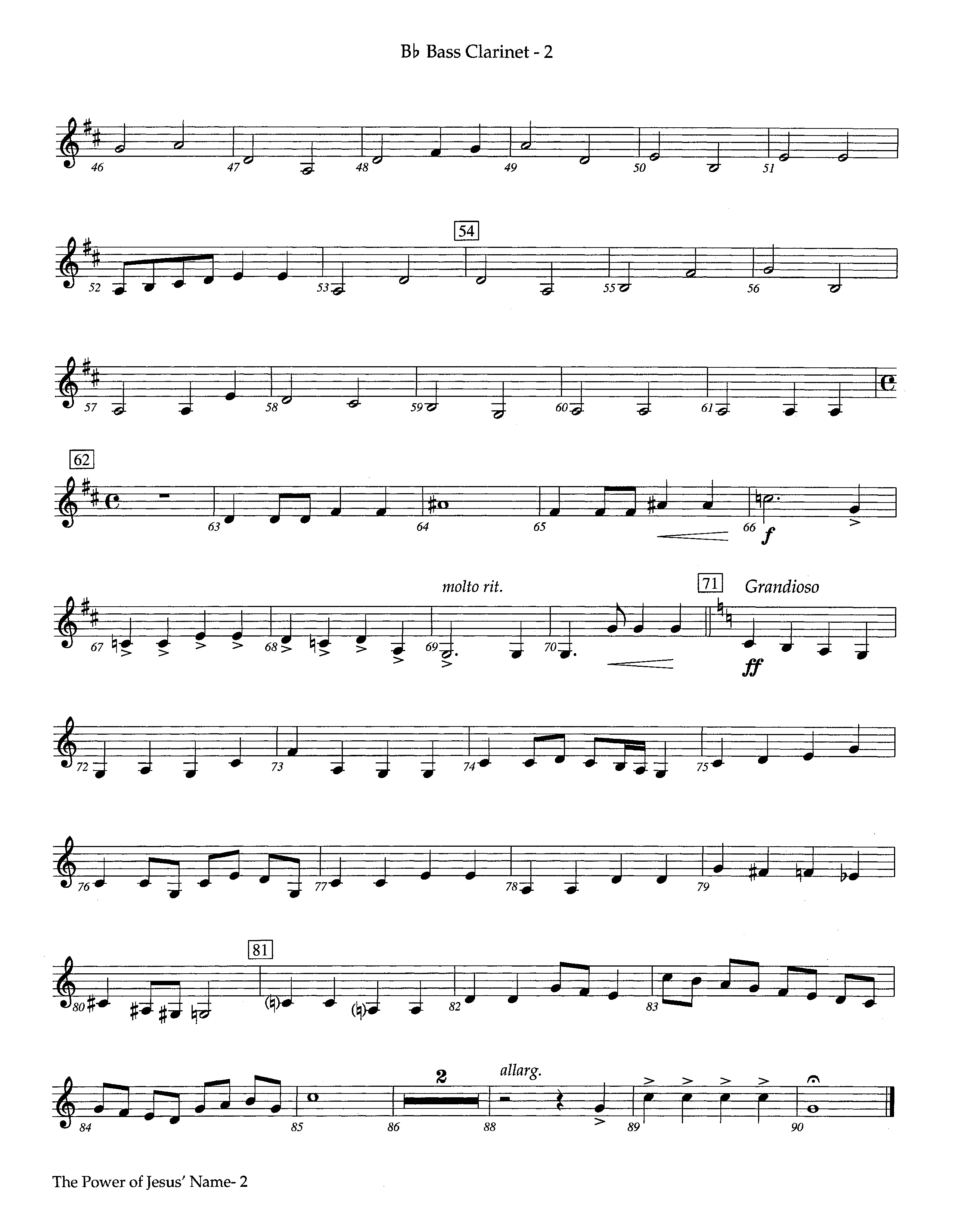 The Power Of Jesus' Name (Instrumental) Bass Clarinet (Lifeway Worship / Arr. Jeff Cranfill)