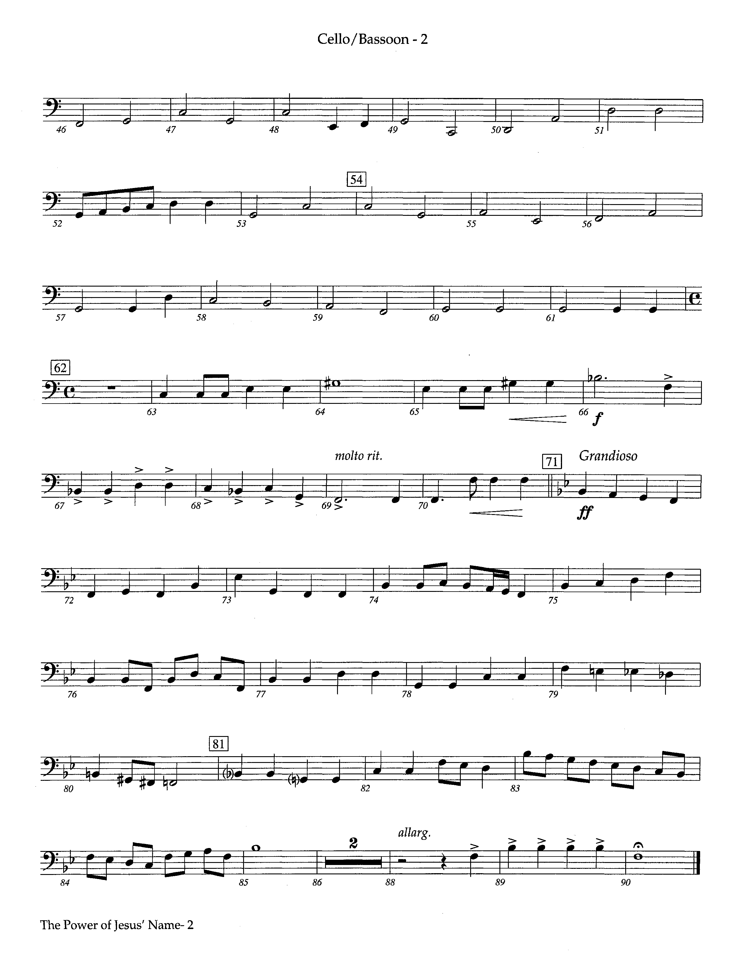 The Power Of Jesus' Name (Instrumental) Cello (Lifeway Worship / Arr. Jeff Cranfill)