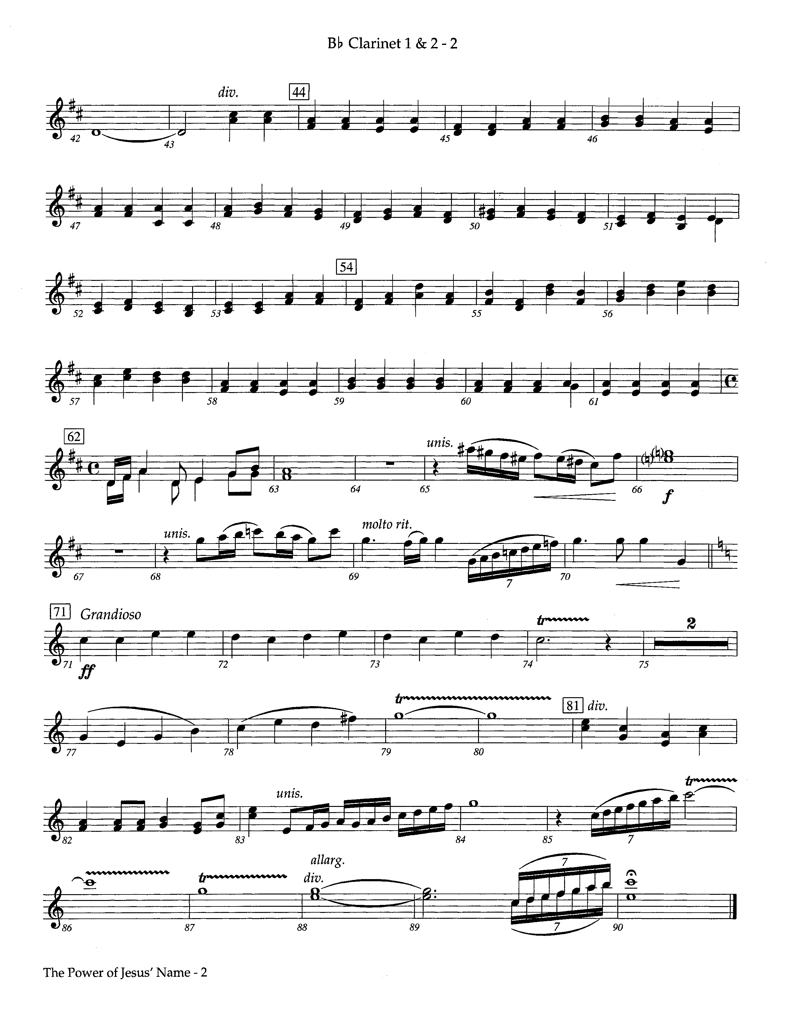 The Power Of Jesus' Name (Instrumental) Clarinet 1/2 (Lifeway Worship / Arr. Jeff Cranfill)