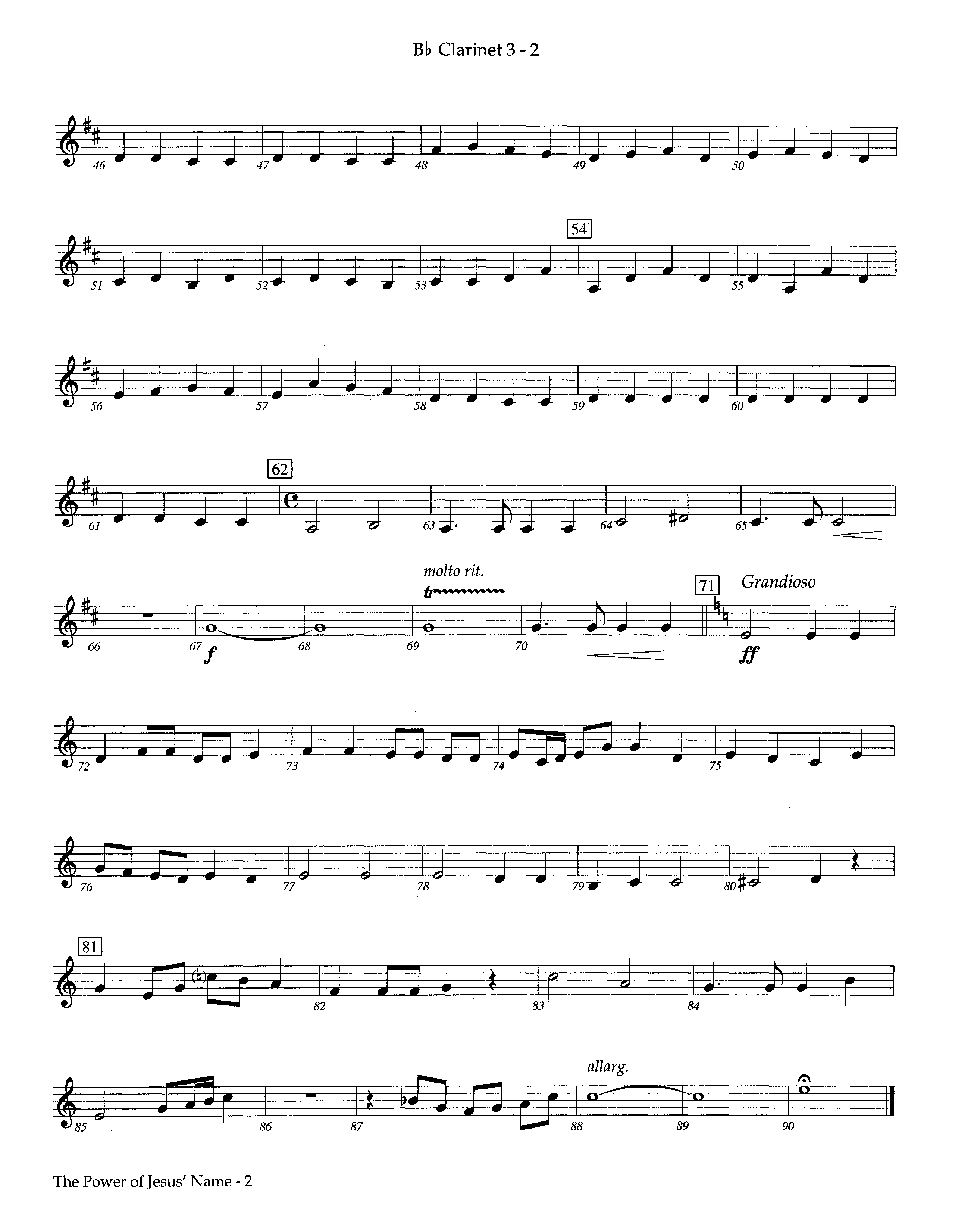 The Power Of Jesus' Name (Instrumental) Clarinet 3 (Lifeway Worship / Arr. Jeff Cranfill)