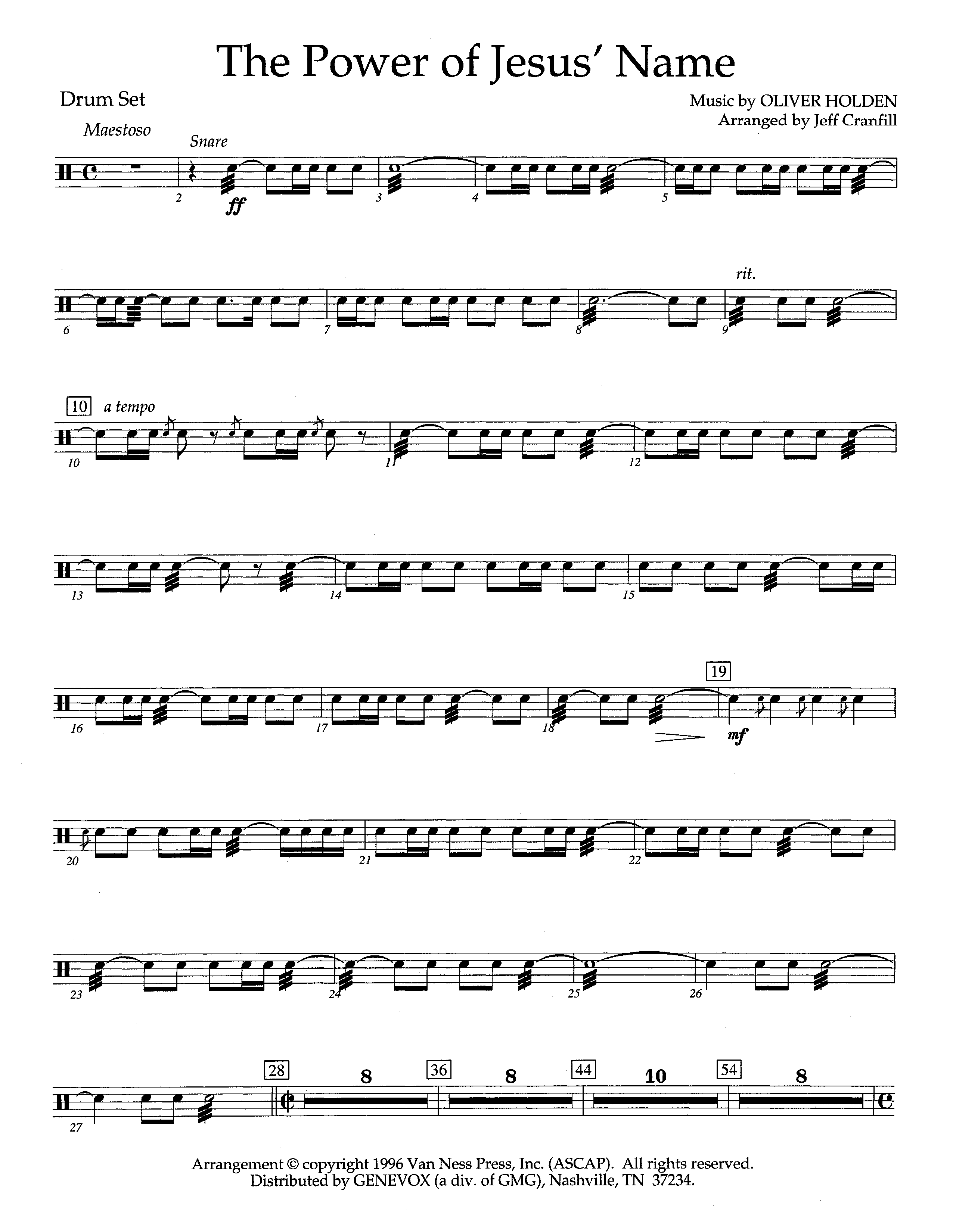 The Power Of Jesus' Name (Instrumental) Drum Set (Lifeway Worship / Arr. Jeff Cranfill)