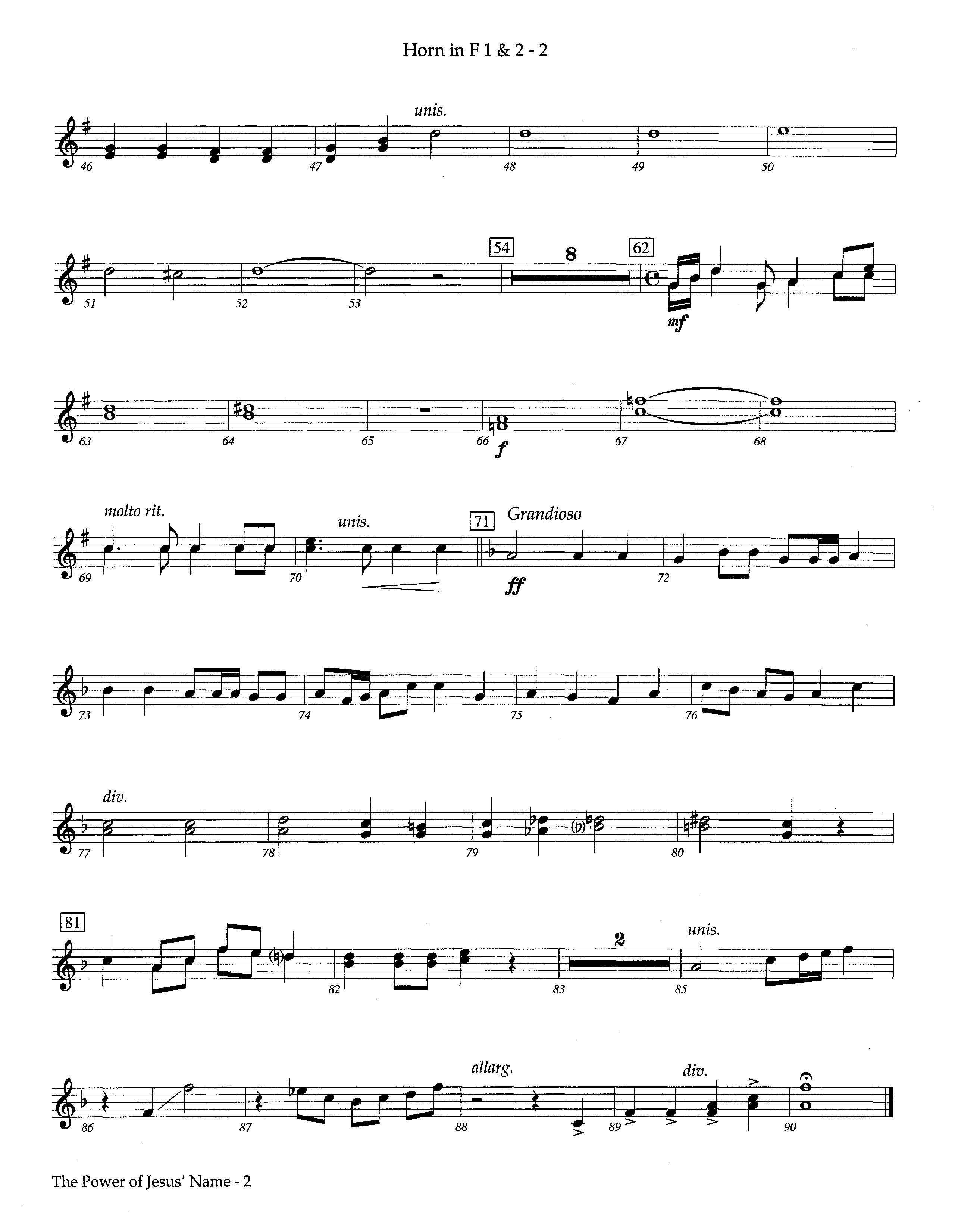The Power Of Jesus' Name (Instrumental) French Horn 1/2 (Lifeway Worship / Arr. Jeff Cranfill)