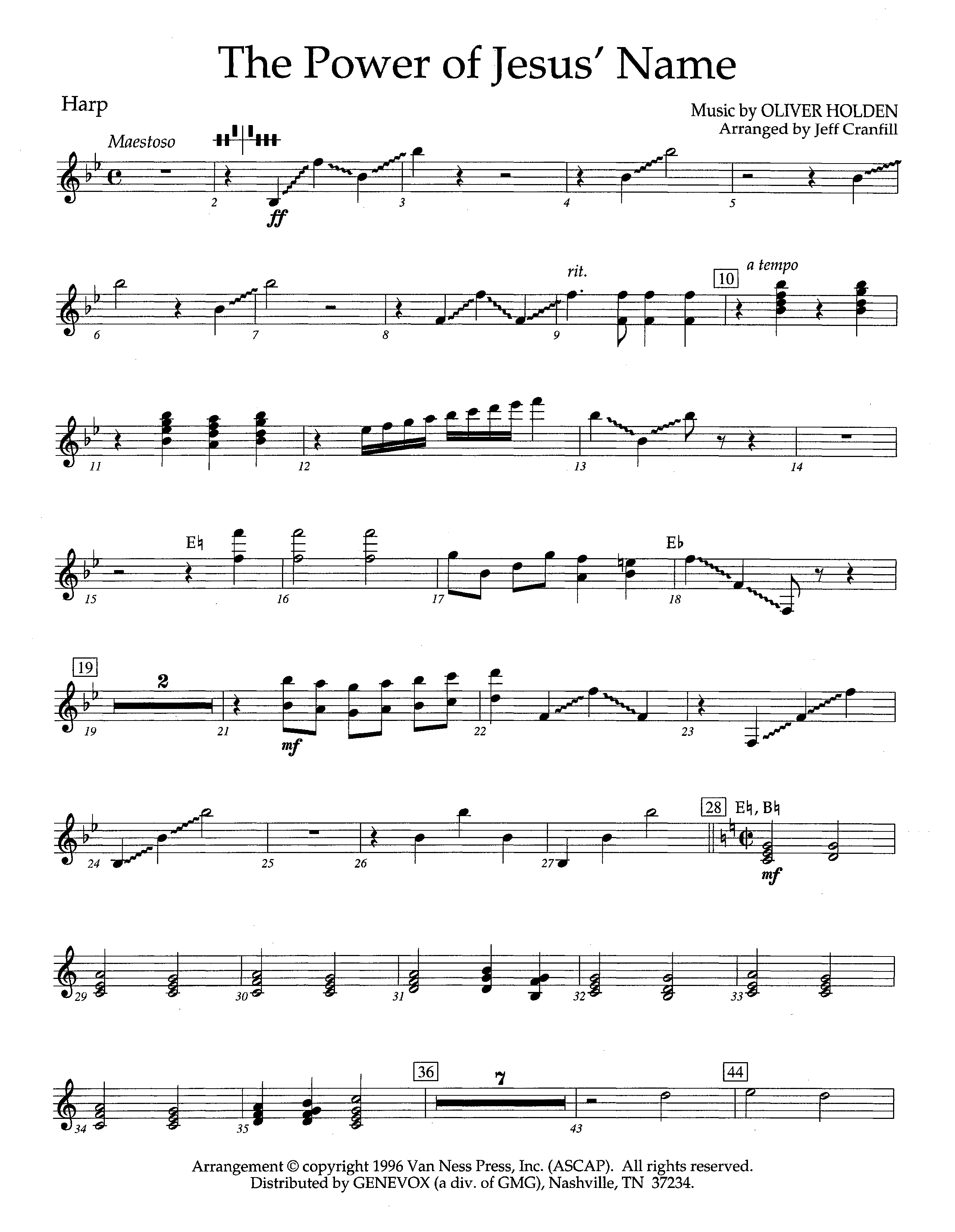 The Power Of Jesus' Name (Instrumental) Harp (Lifeway Worship / Arr. Jeff Cranfill)