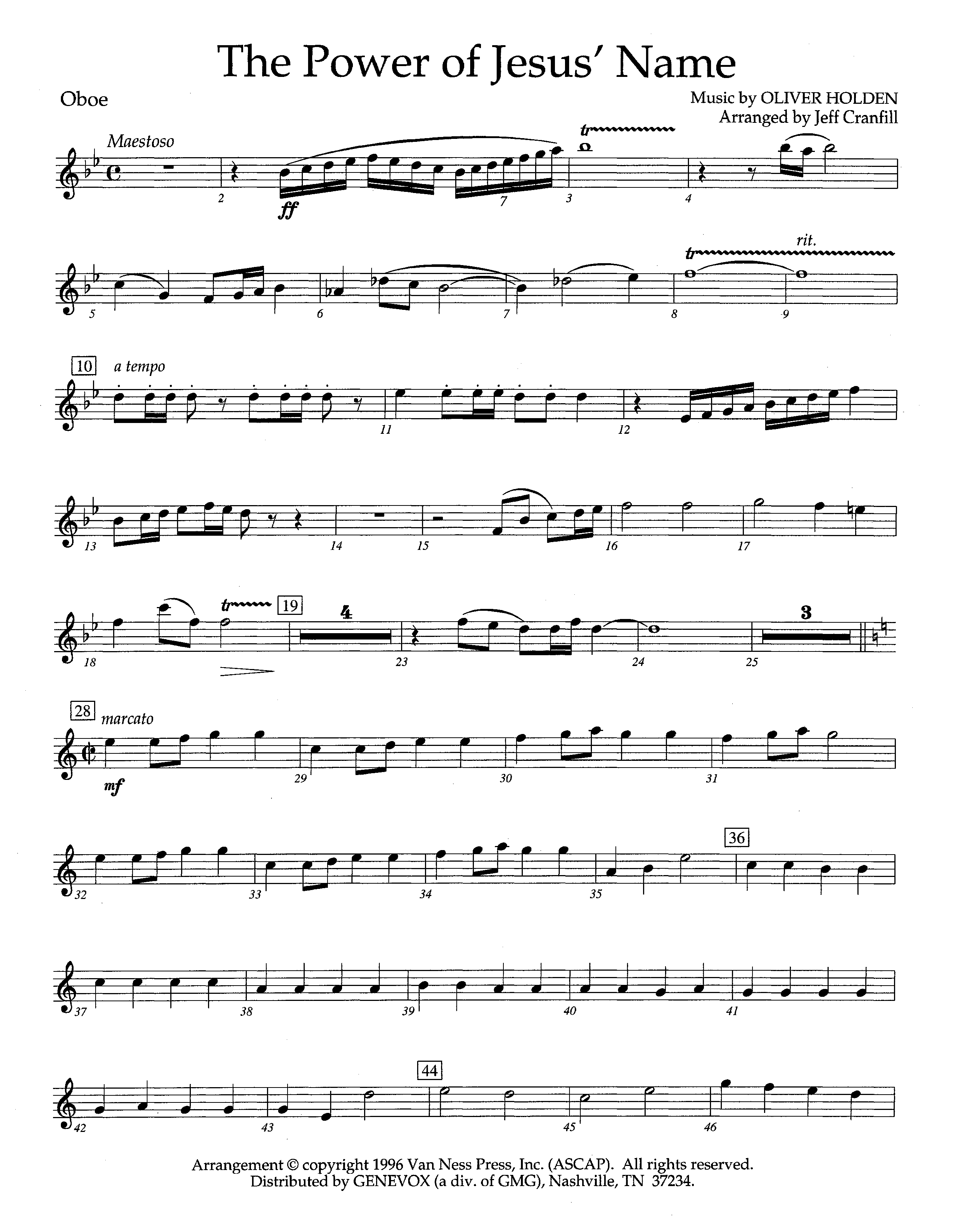 The Power Of Jesus' Name (Instrumental) Oboe (Lifeway Worship / Arr. Jeff Cranfill)