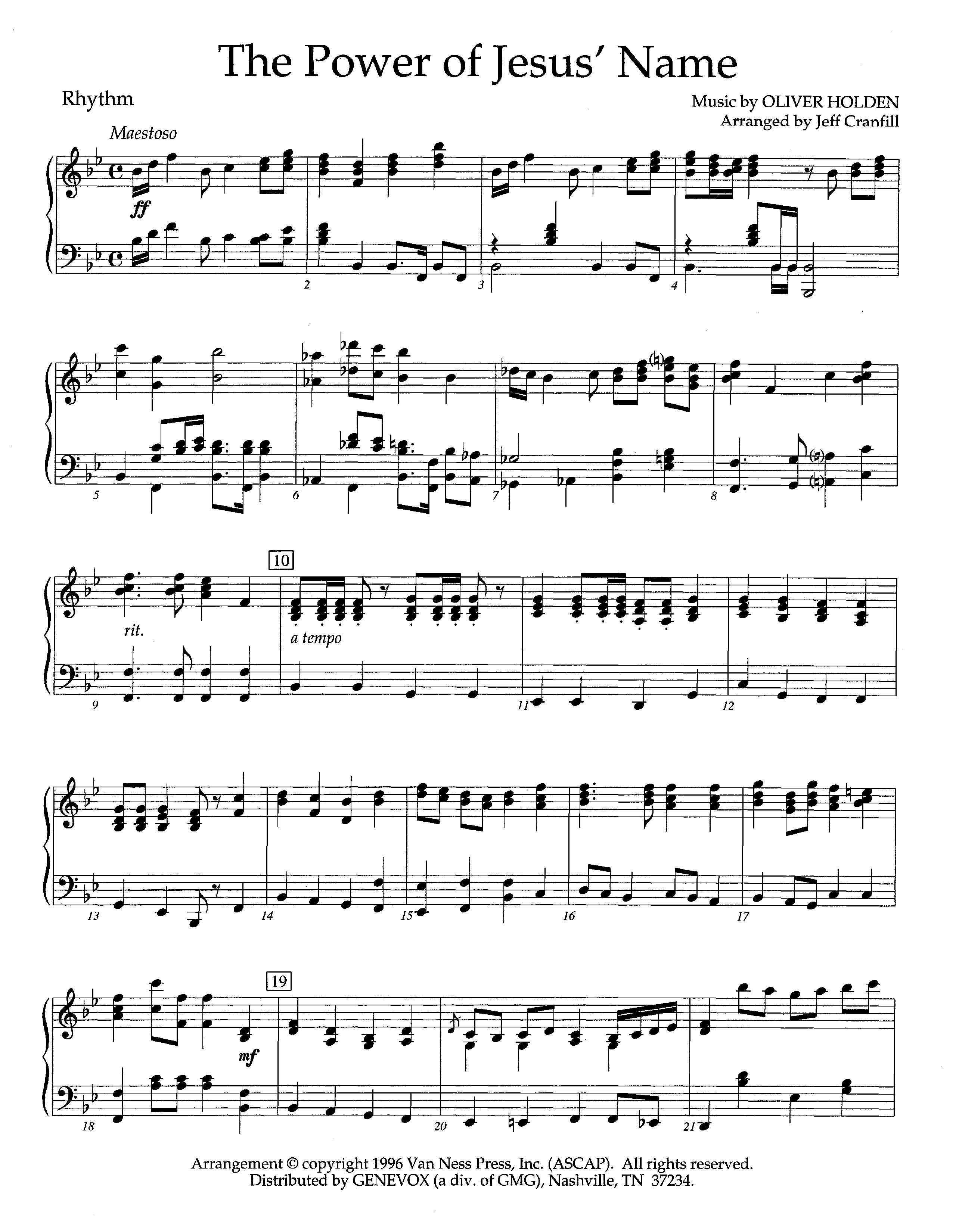 The Power Of Jesus' Name (Instrumental) Piano/Rhythm (Lifeway Worship / Arr. Jeff Cranfill)