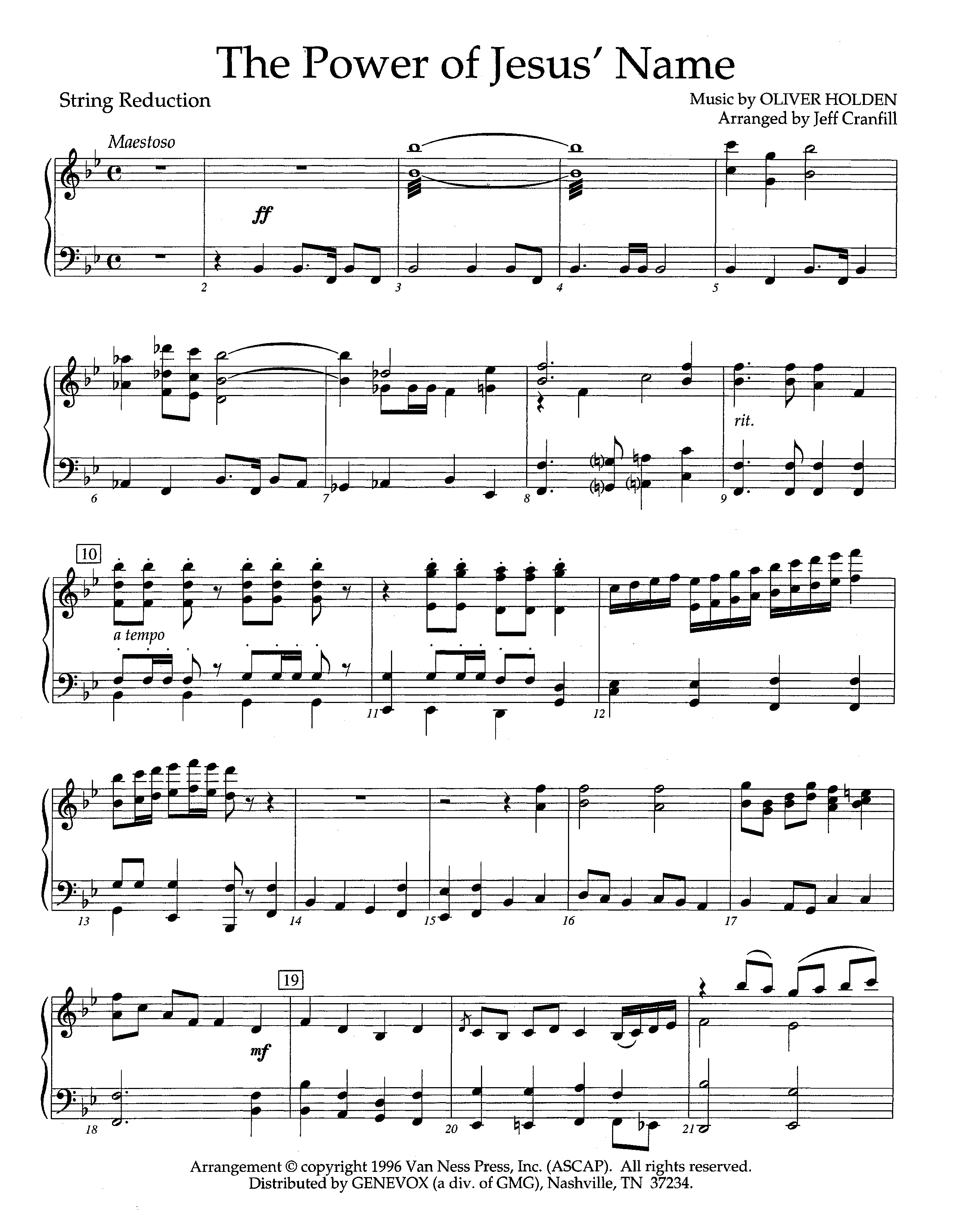 The Power Of Jesus' Name (Instrumental) String Reduction (Lifeway Worship / Arr. Jeff Cranfill)