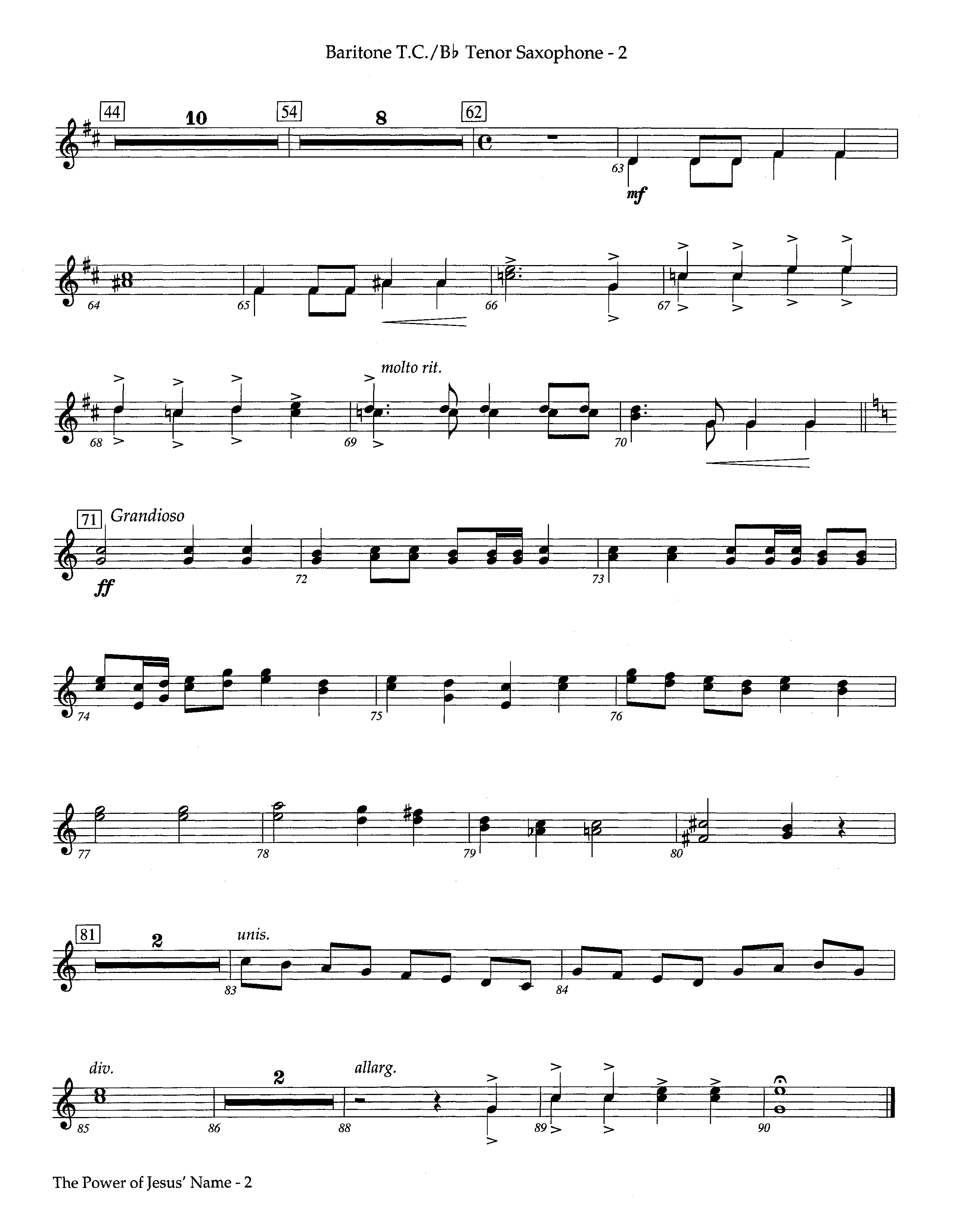 The Power Of Jesus' Name (Instrumental) Tenor Sax/Baritone T.C. (Lifeway Worship / Arr. Jeff Cranfill)