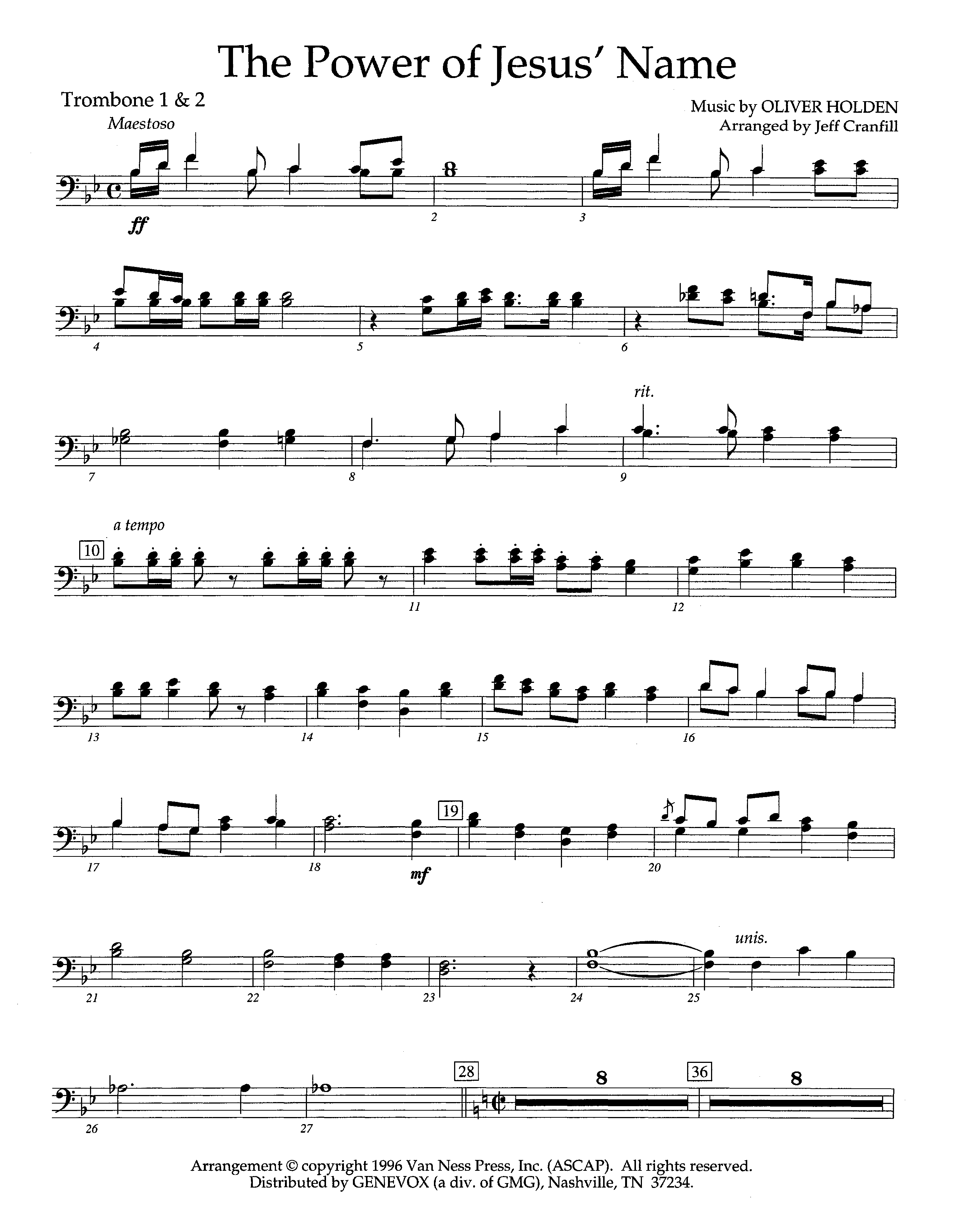 The Power Of Jesus' Name (Instrumental) Trombone 1/2 (Lifeway Worship / Arr. Jeff Cranfill)