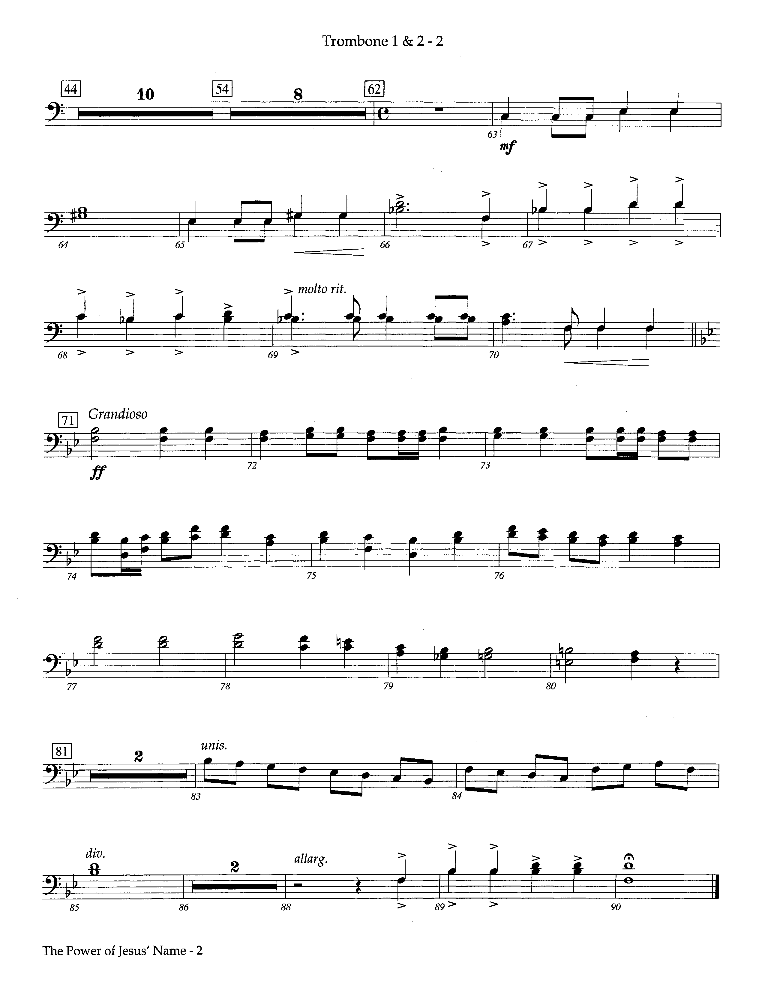 The Power Of Jesus' Name (Instrumental) Trombone 1/2 (Lifeway Worship / Arr. Jeff Cranfill)