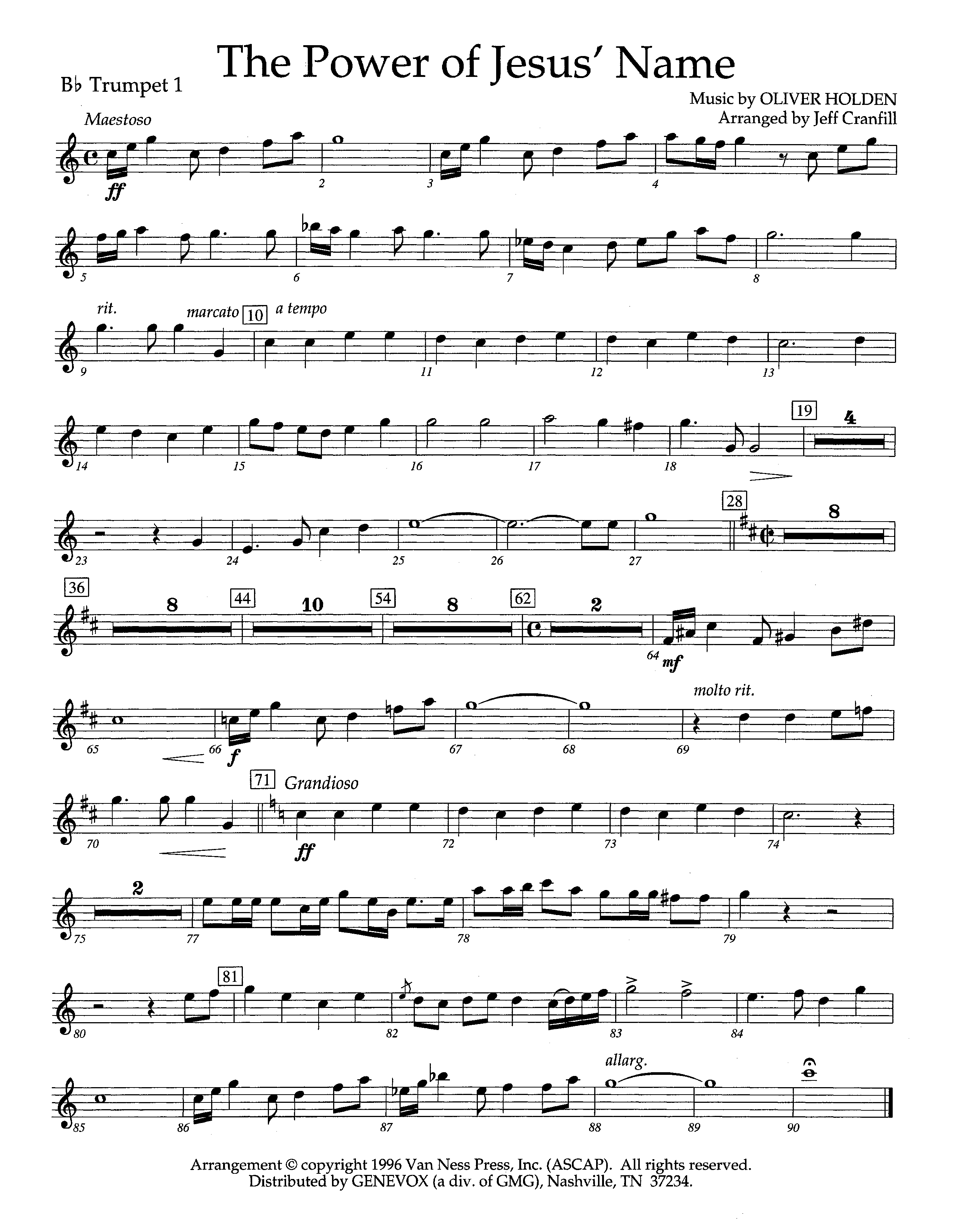 The Power Of Jesus' Name (Instrumental) Trumpet 1 (Lifeway Worship / Arr. Jeff Cranfill)