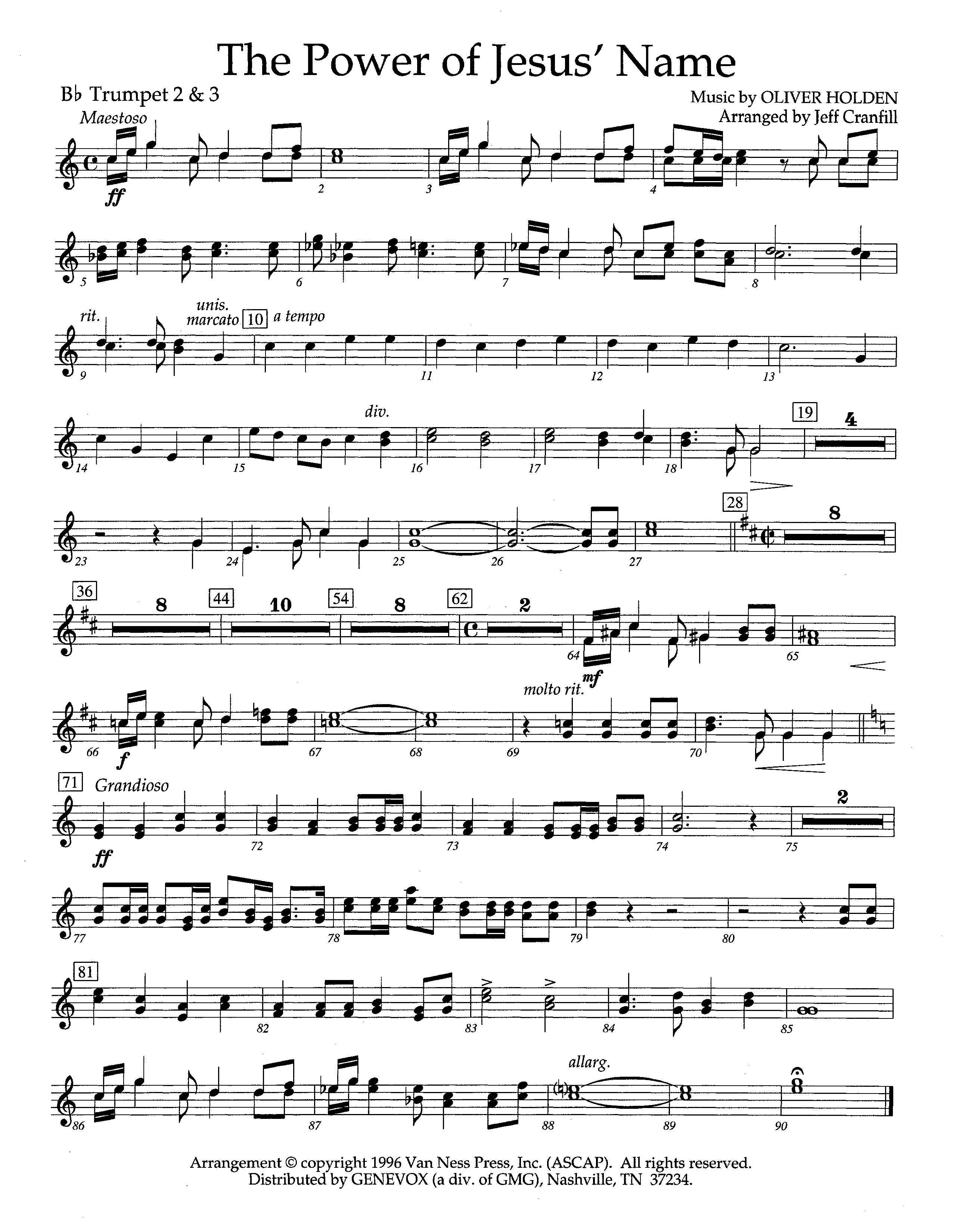 The Power Of Jesus' Name (Instrumental) Trumpet 2/3 (Lifeway Worship / Arr. Jeff Cranfill)