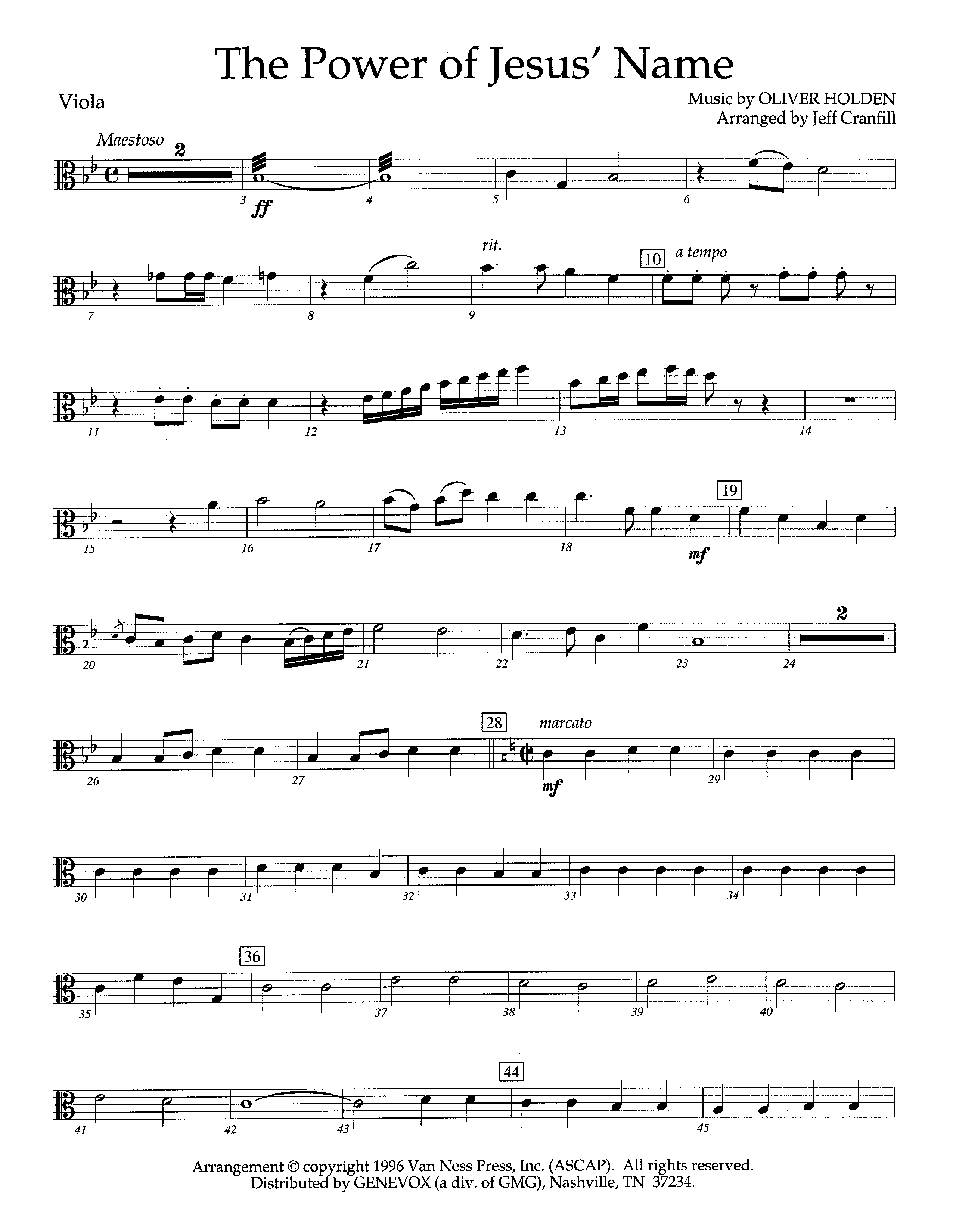 The Power Of Jesus' Name (Instrumental) Viola (Lifeway Worship / Arr. Jeff Cranfill)