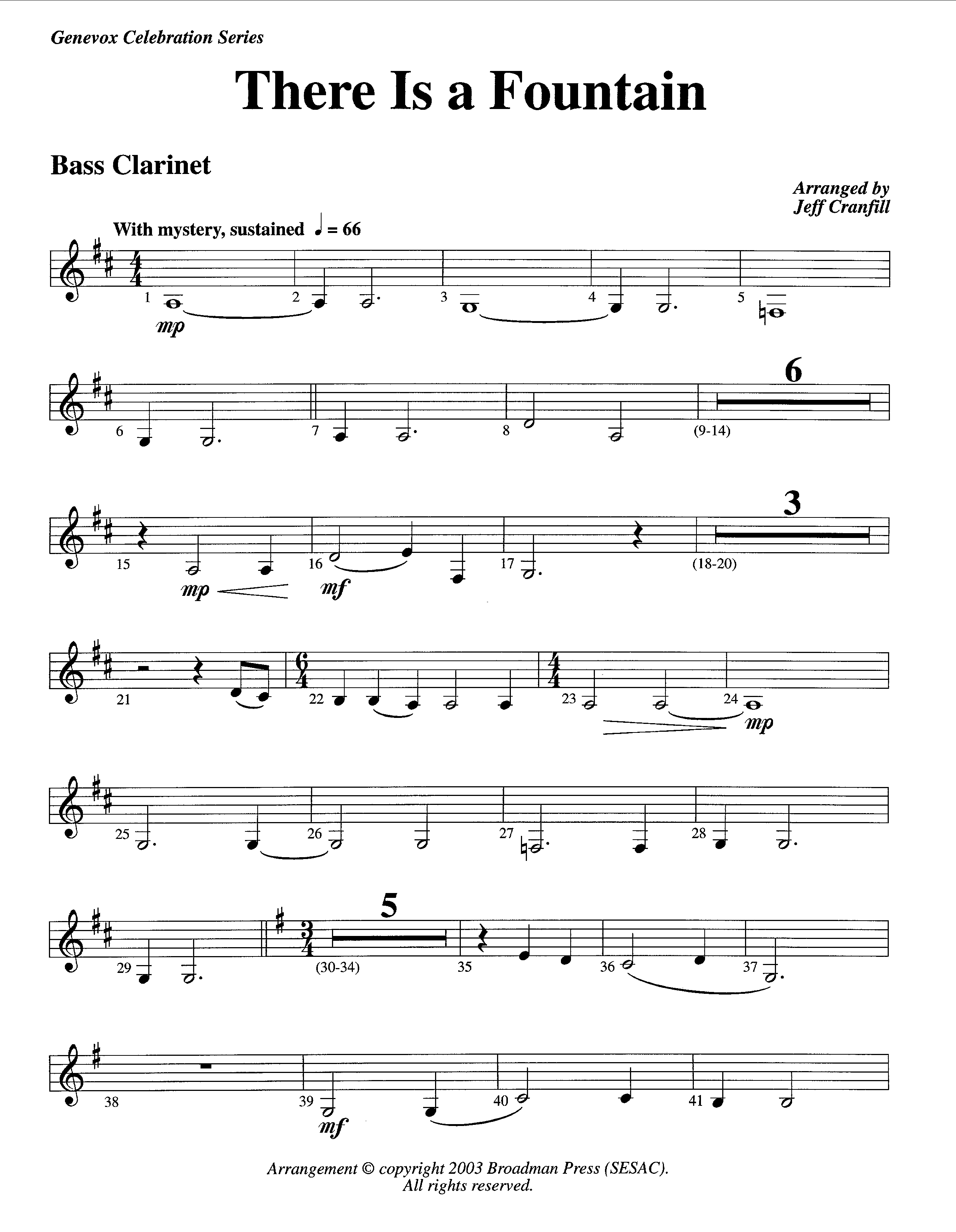 There Is A Fountain (Instrumental) Bass Clarinet (Lifeway Worship / Arr. Jeff Cranfill)