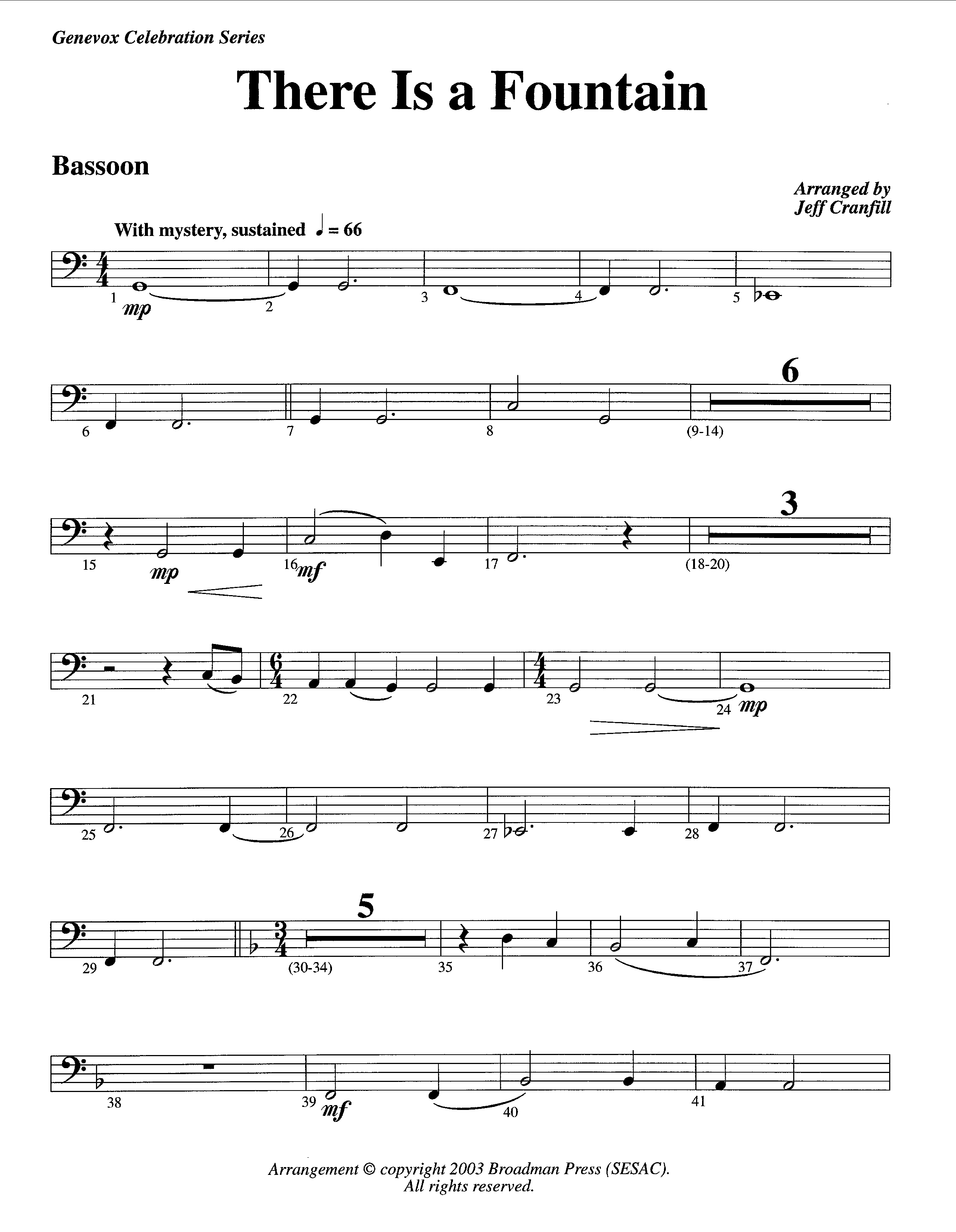 There Is A Fountain (Instrumental) Bassoon (Lifeway Worship / Arr. Jeff Cranfill)