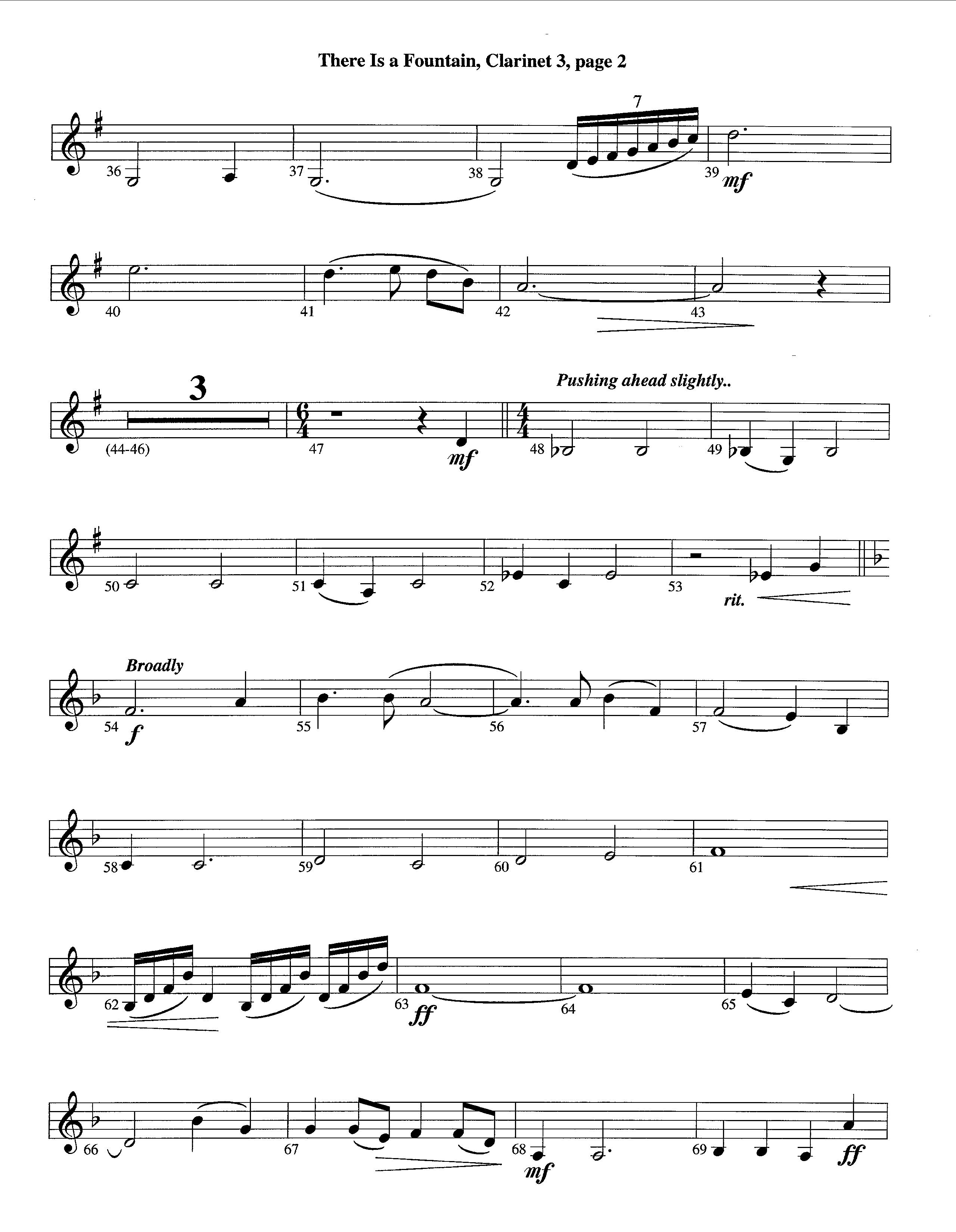There Is A Fountain (Instrumental) Clarinet 3 (Lifeway Worship / Arr. Jeff Cranfill)