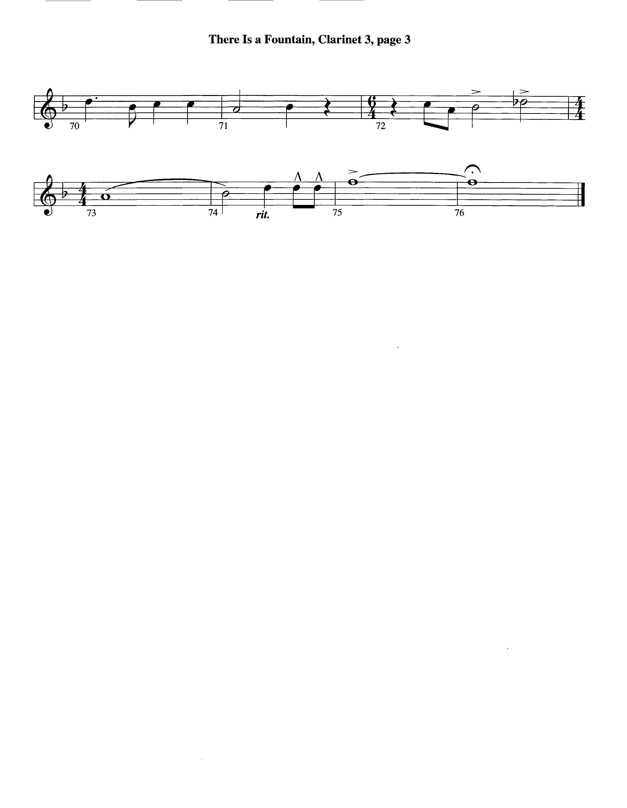 There Is A Fountain (Instrumental) Clarinet 3 (Lifeway Worship / Arr. Jeff Cranfill)