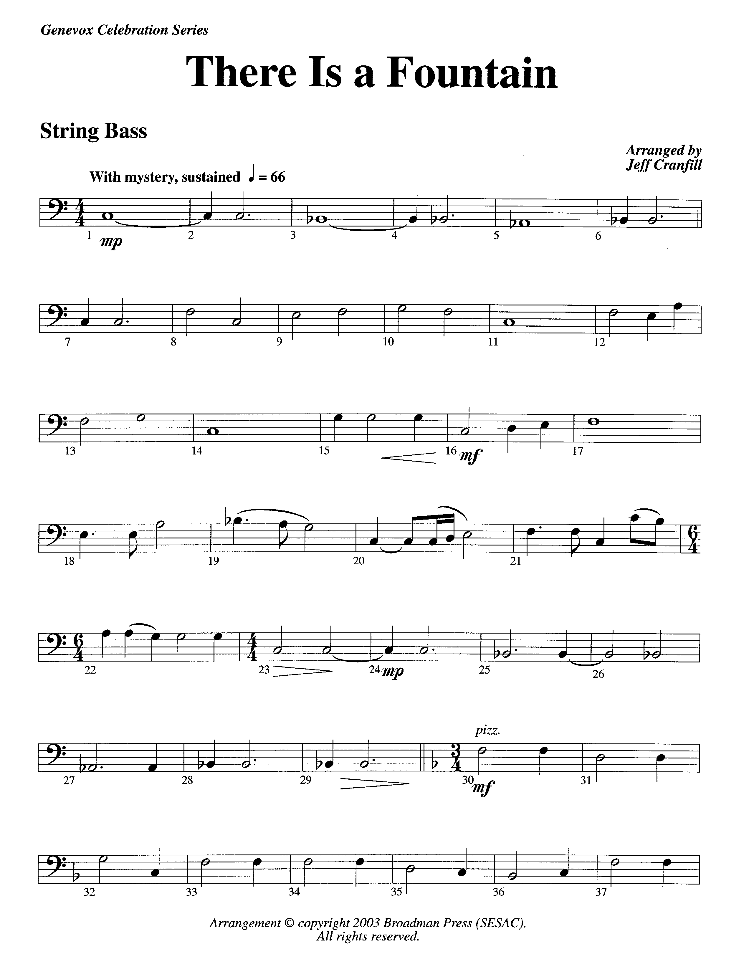 There Is A Fountain (Instrumental) Double Bass (Lifeway Worship / Arr. Jeff Cranfill)