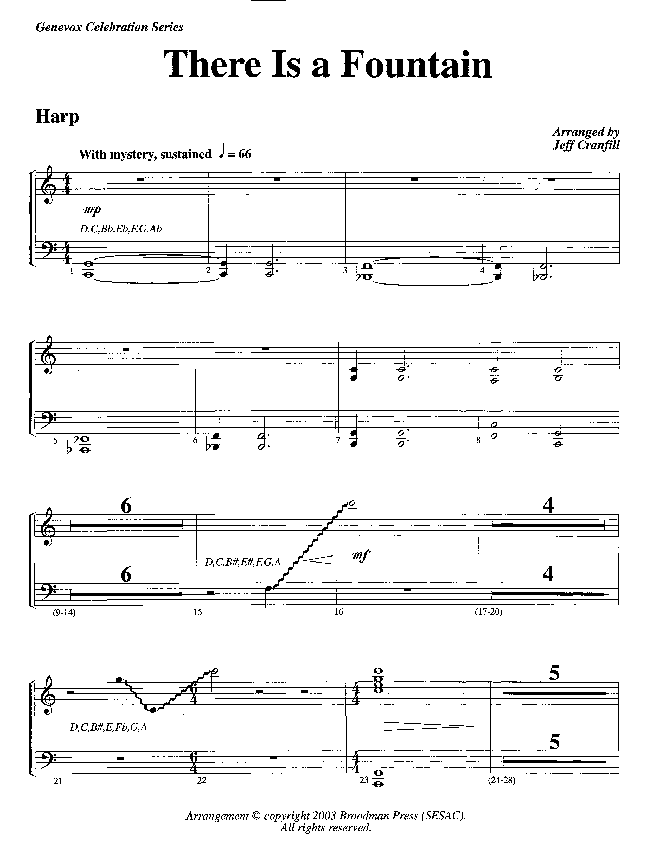 There Is A Fountain (Instrumental) Harp (Lifeway Worship / Arr. Jeff Cranfill)