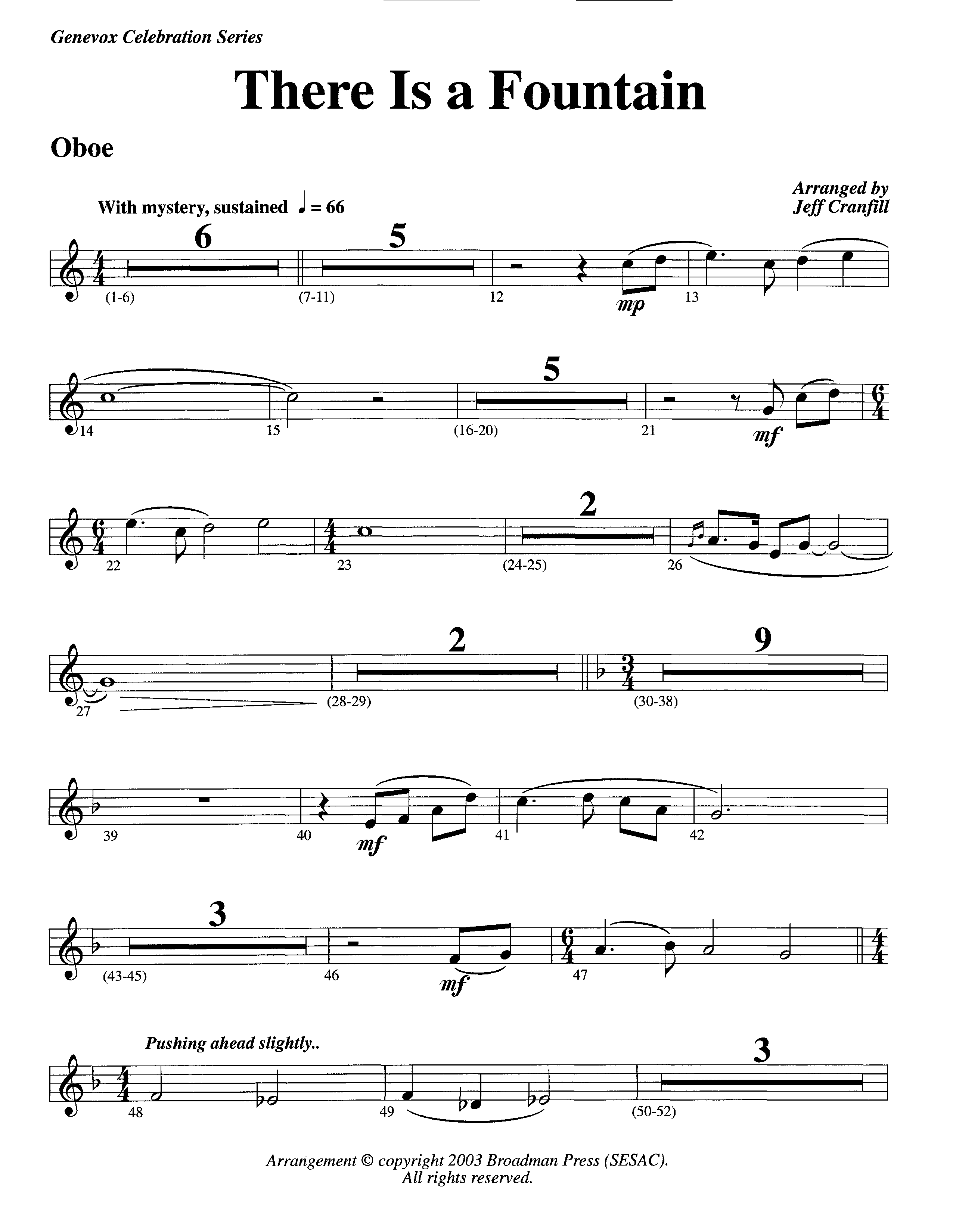 There Is A Fountain (Instrumental) Oboe (Lifeway Worship / Arr. Jeff Cranfill)