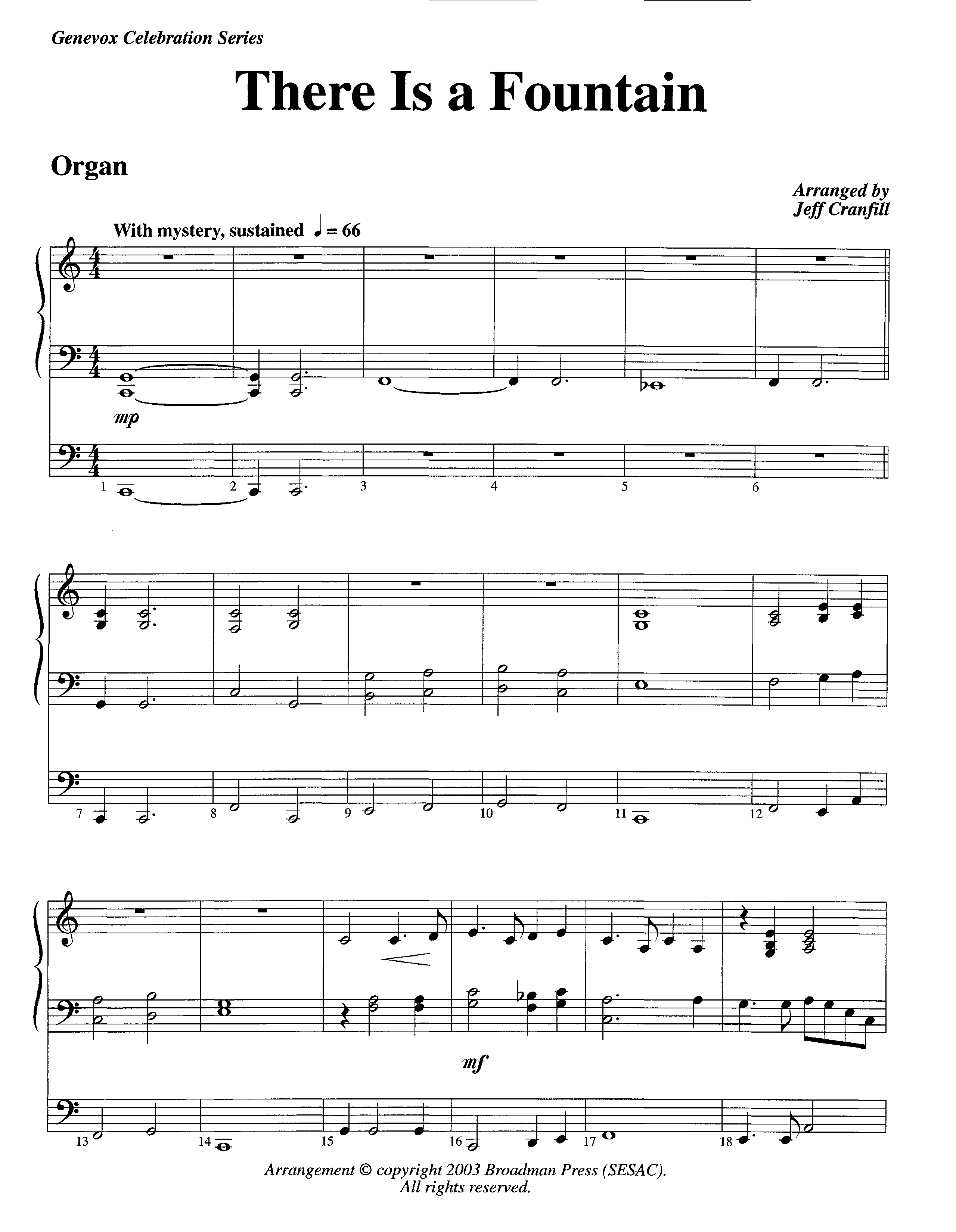 There Is A Fountain (Instrumental) Organ (Lifeway Worship / Arr. Jeff Cranfill)